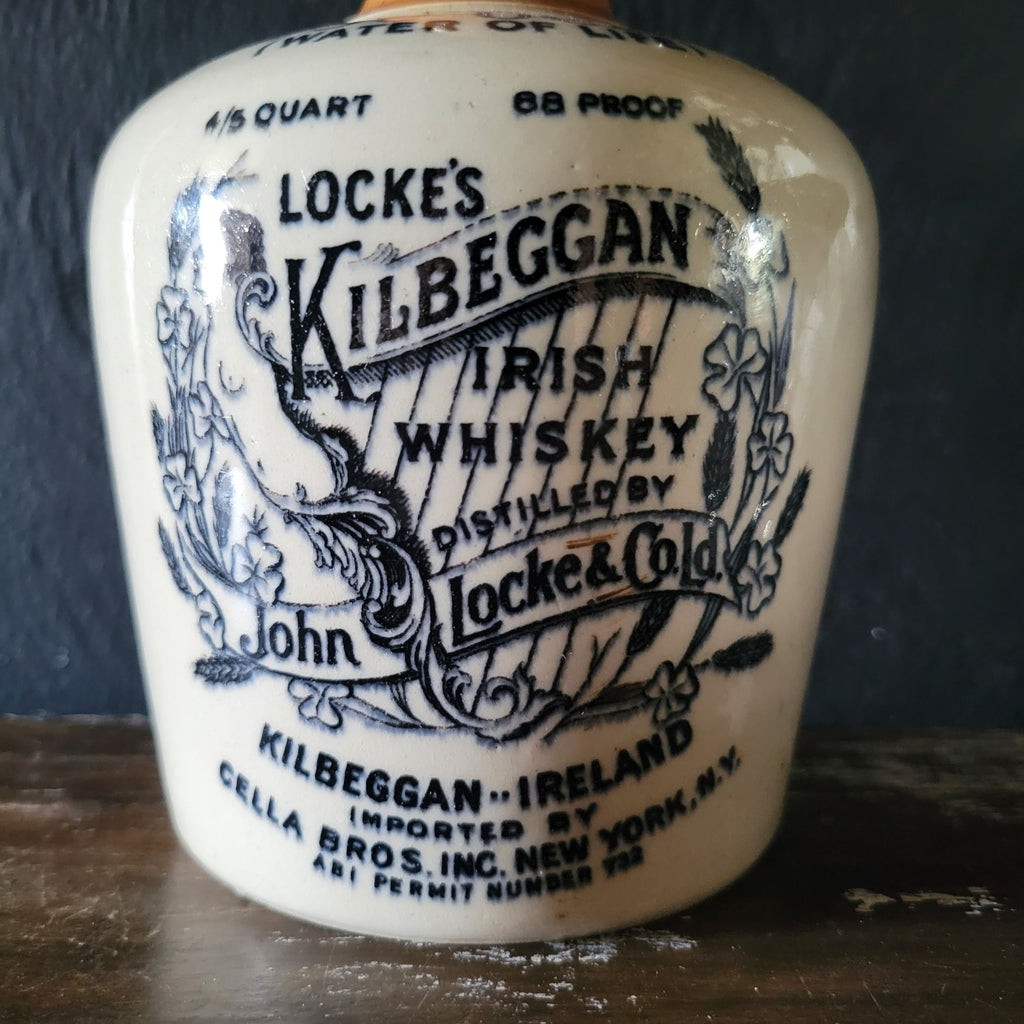 Locke's KILBEGGAN Whiskey Stoneware Jug for US Export Cella Brothers NY EMPTY