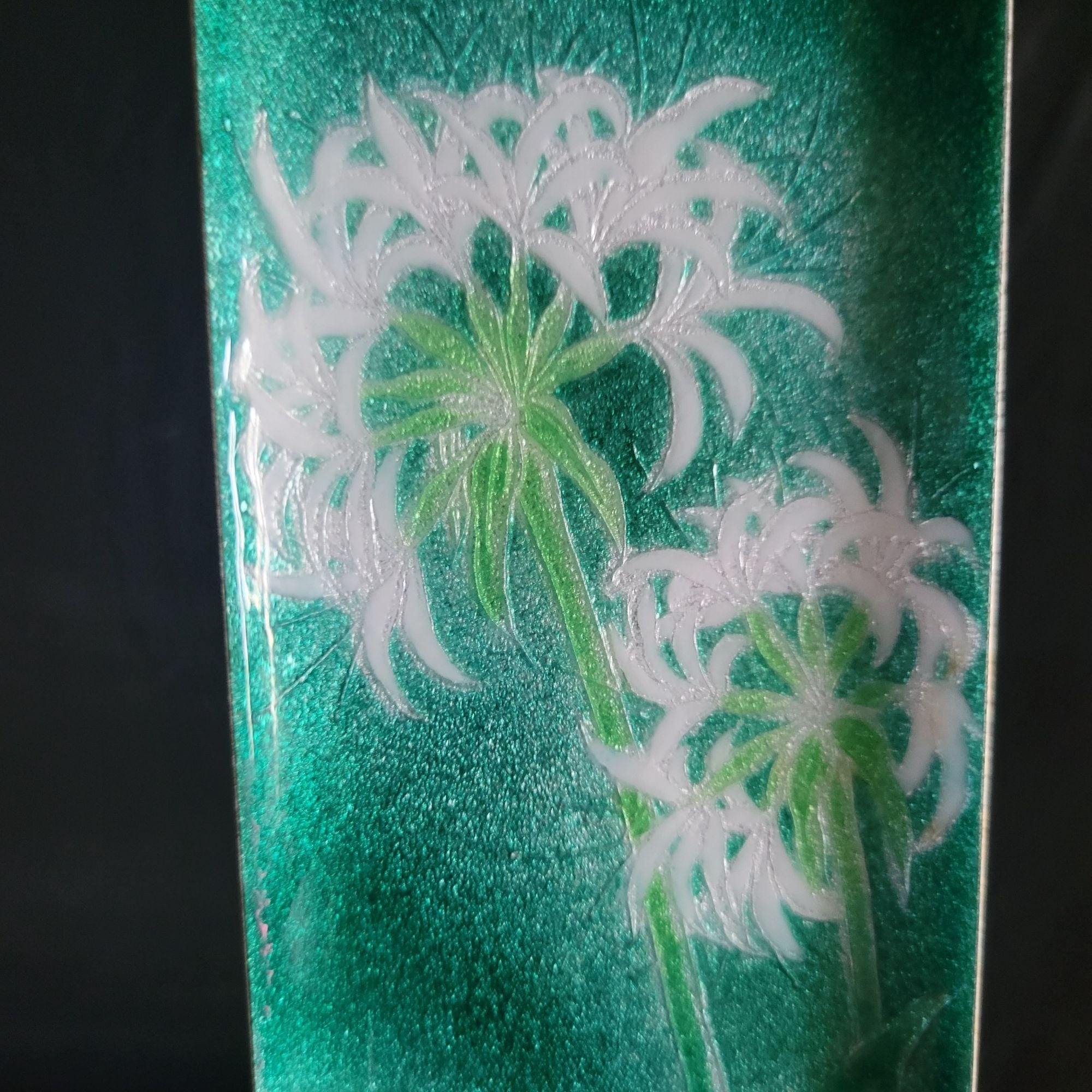 Vtg Ando Cloisonne Japanese Rectangular Pen Pencil Tray Floral Enamel On Metal