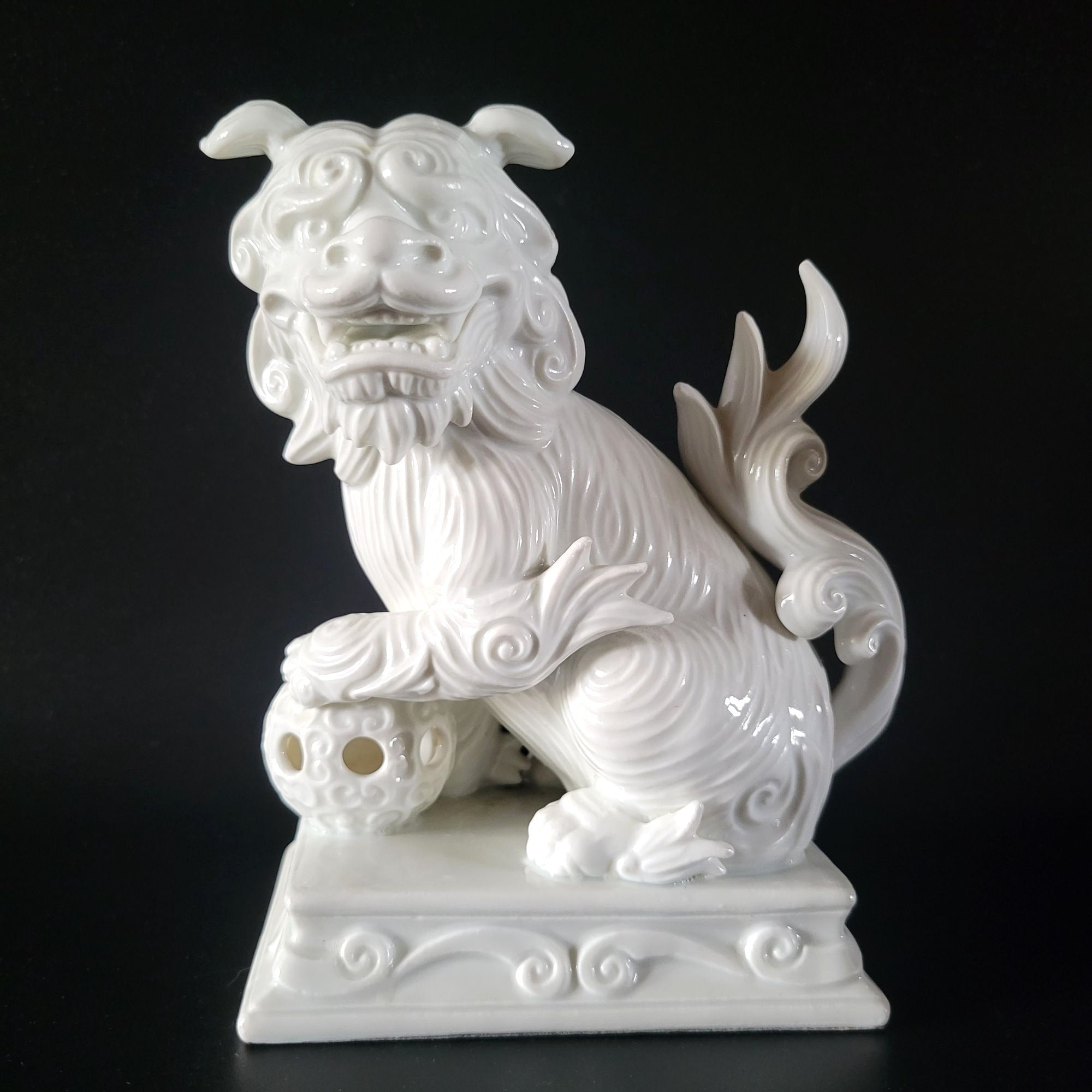 Vtg Fitz & Floyd White Foo Dog Blanc de Chine Statue Figure Chinoiserie Bookend