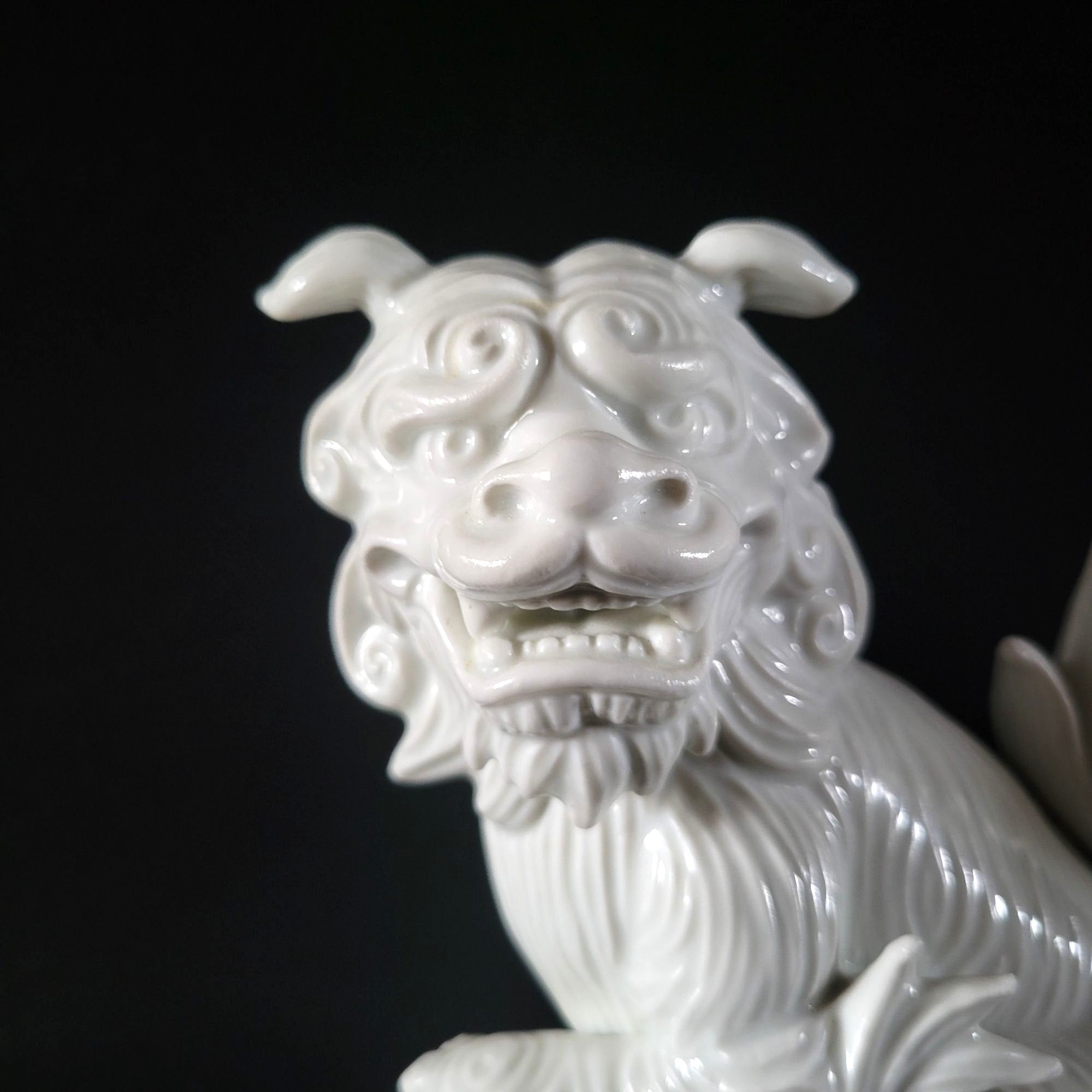 Vtg Fitz & Floyd White Foo Dog Blanc de Chine Statue Figure Chinoiserie Bookend
