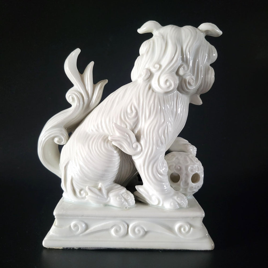 Vtg Fitz & Floyd White Foo Dog Blanc de Chine Statue Figure Chinoiserie Bookend