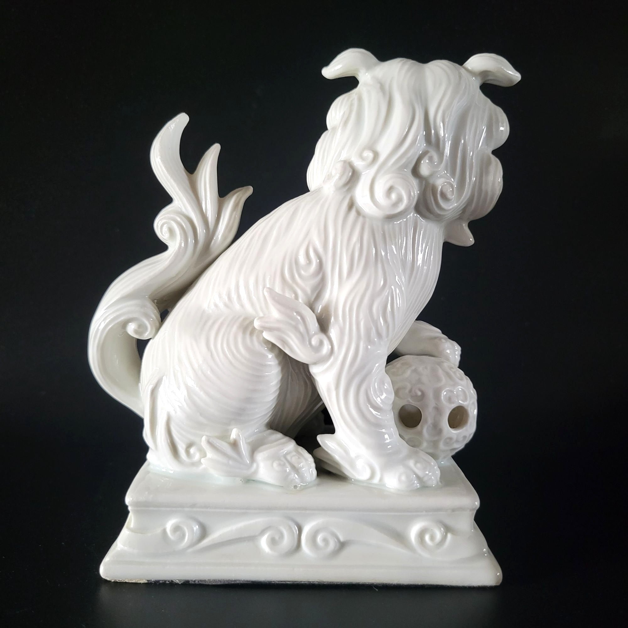 Vtg Fitz & Floyd White Foo Dog Blanc de Chine Statue Figure Chinoiserie Bookend