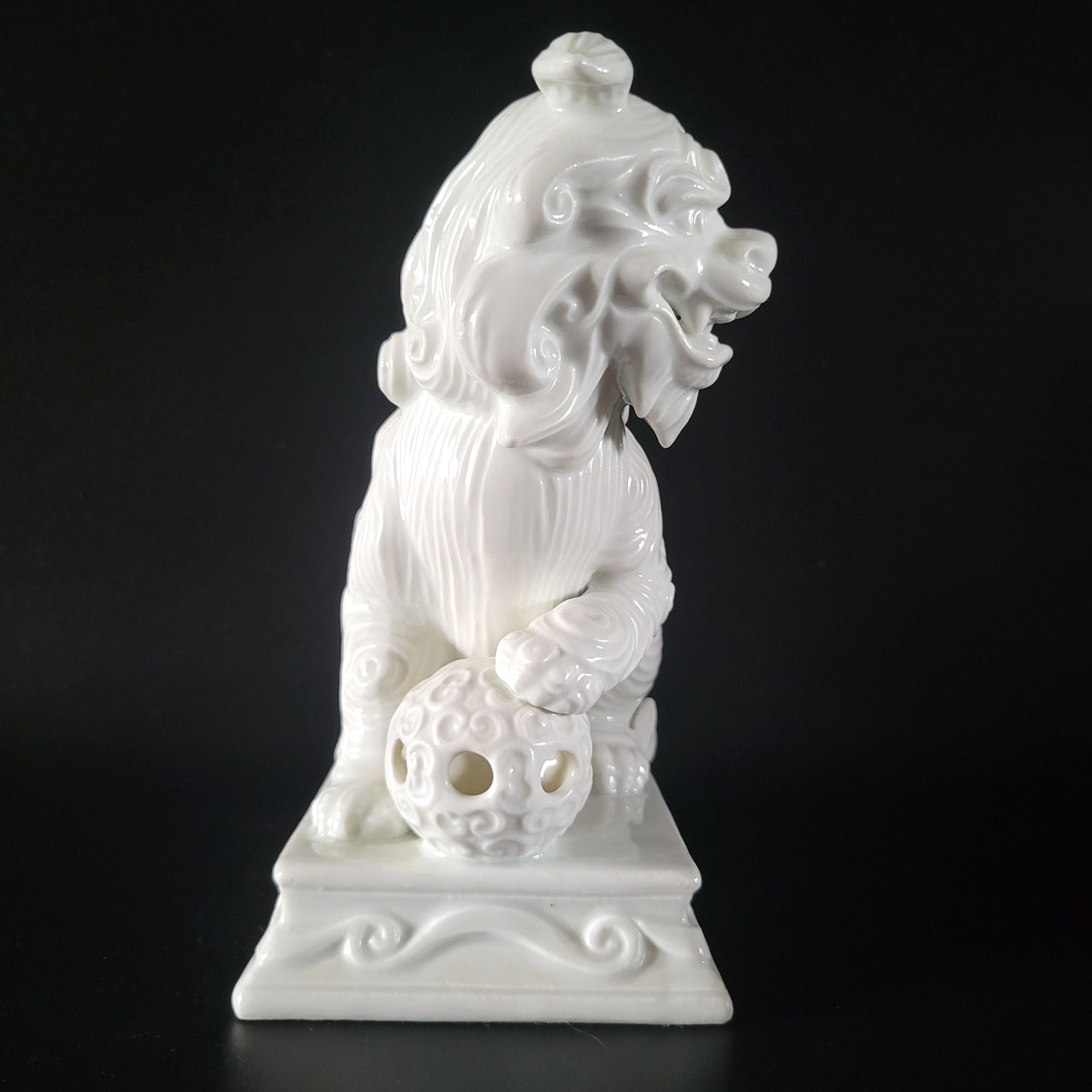 Vtg Fitz & Floyd White Foo Dog Blanc de Chine Statue Figure Chinoiserie Bookend