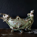Antique Porcelain Figural Centerpiece Woman and Children Fishnet Planter *Read
