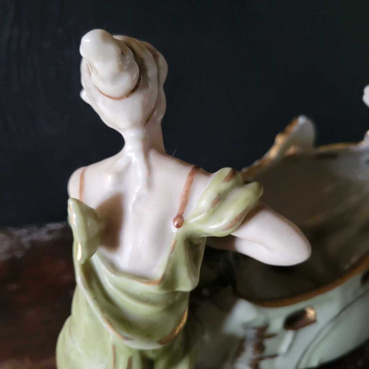 Antique Porcelain Figural Centerpiece Woman and Children Fishnet Planter *Read