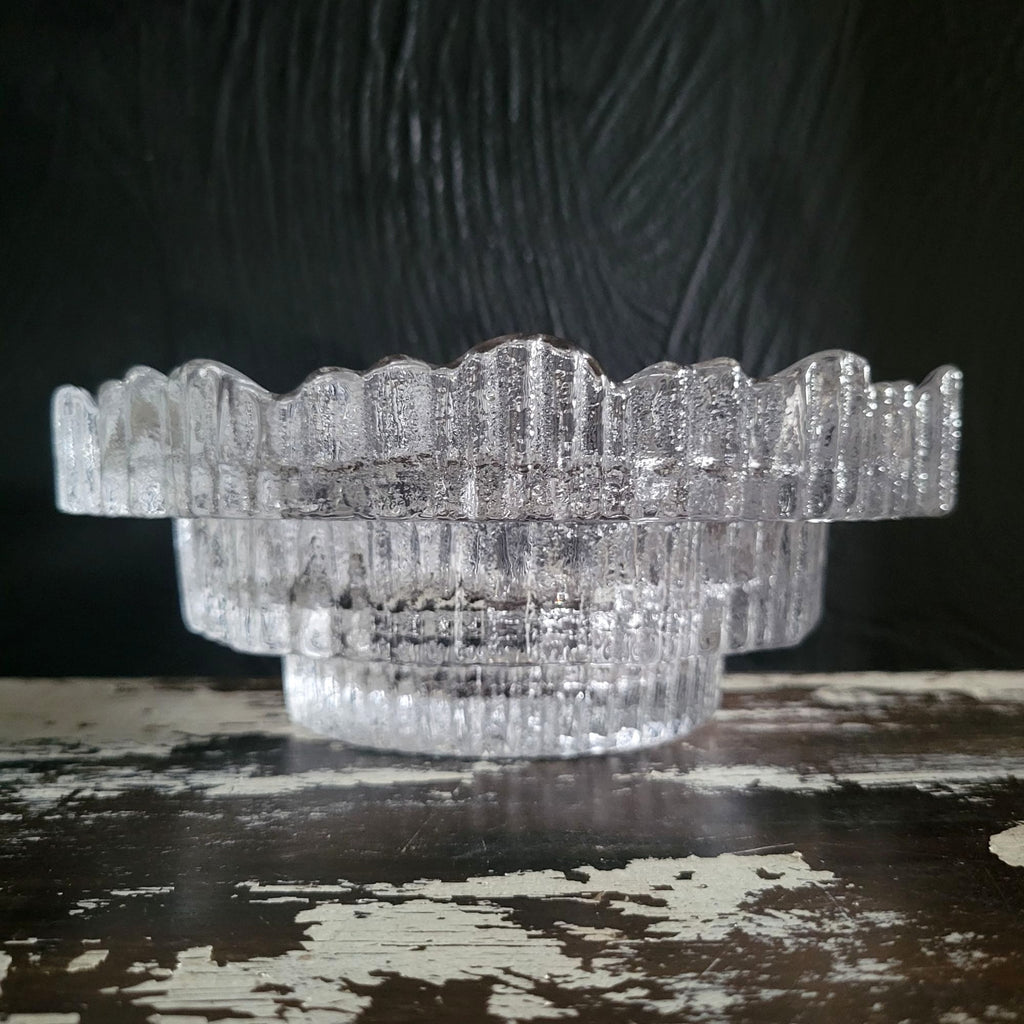 Large Scandinavian Icicle Glass Bowl Possibly Iittala Stellaria Tapio Wirkkala