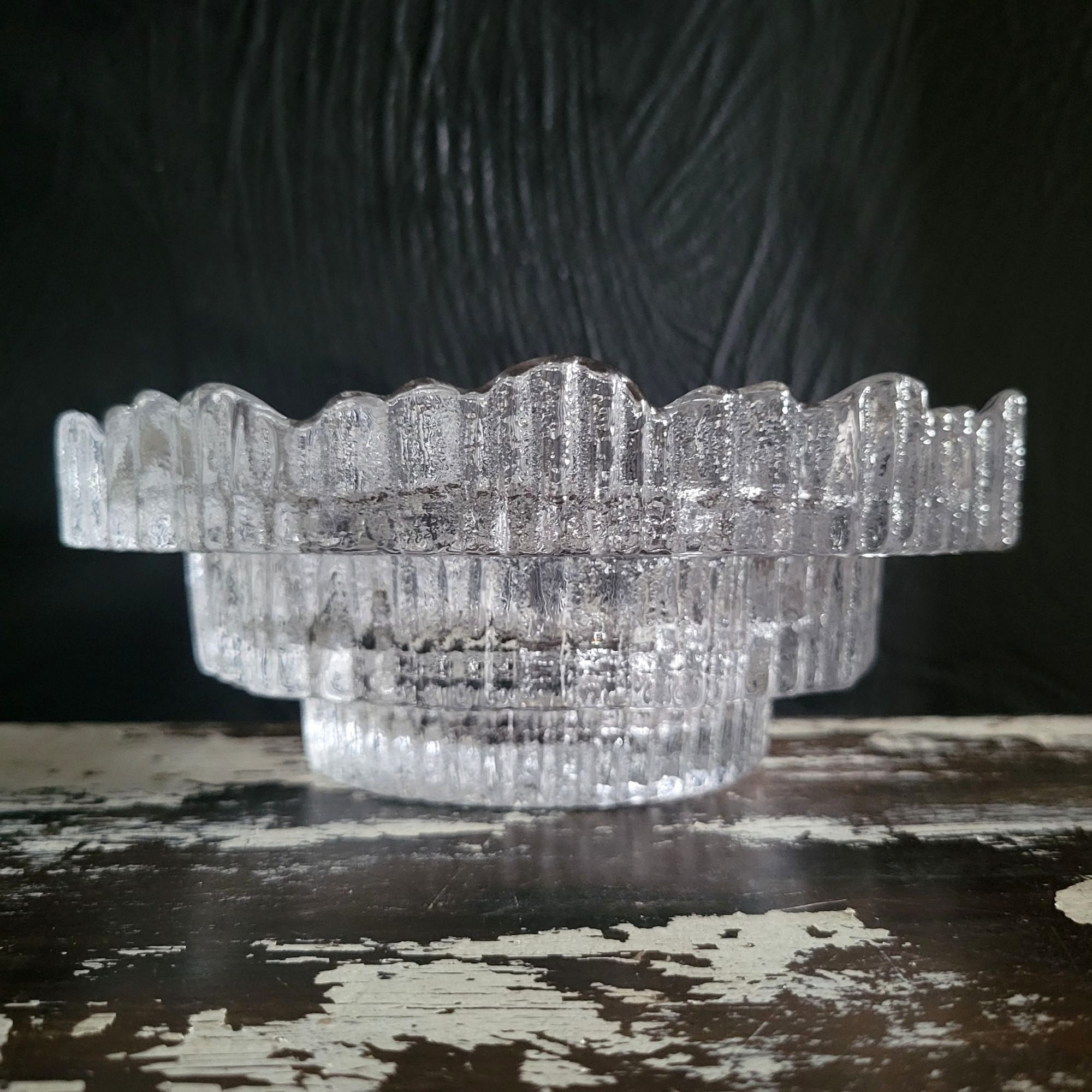 Large Scandinavian Icicle Glass Bowl Possibly Iittala Stellaria Tapio Wirkkala