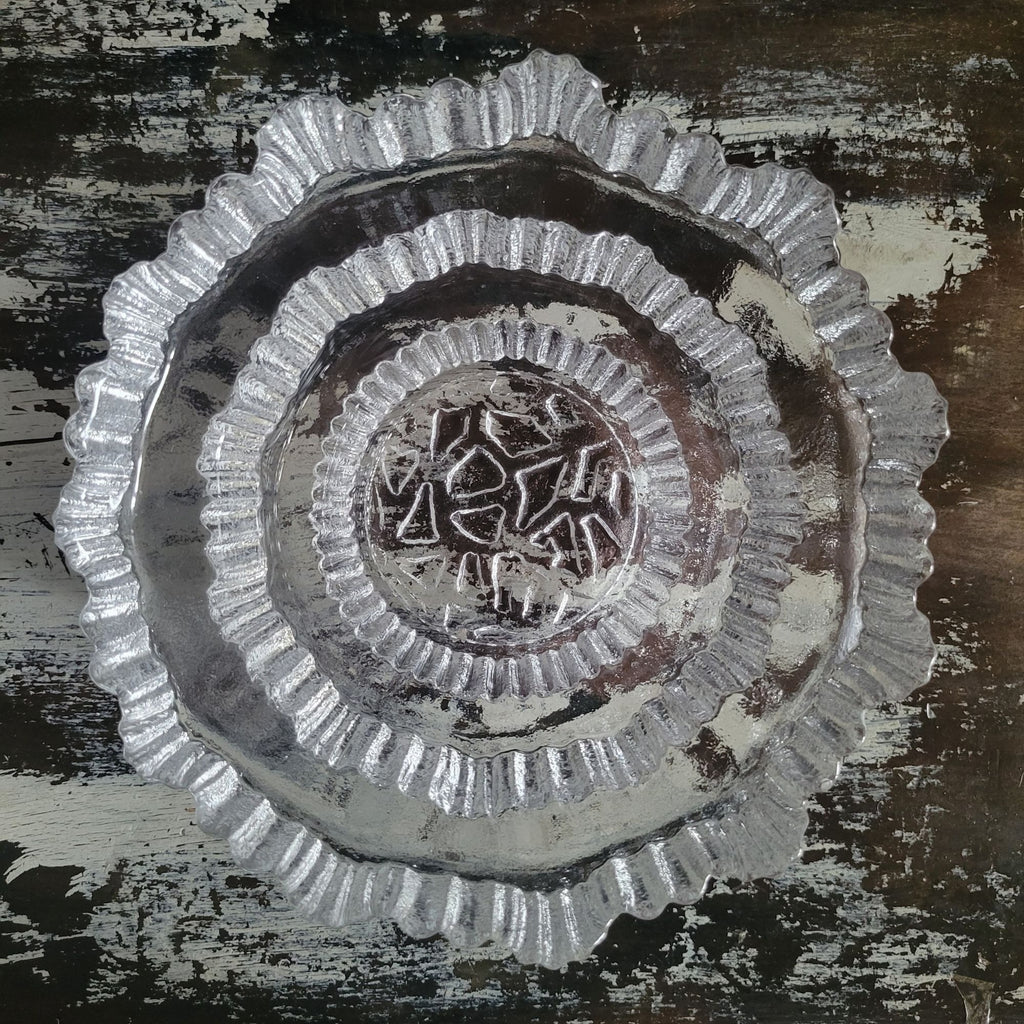 Large Scandinavian Icicle Glass Bowl Possibly Iittala Stellaria Tapio Wirkkala