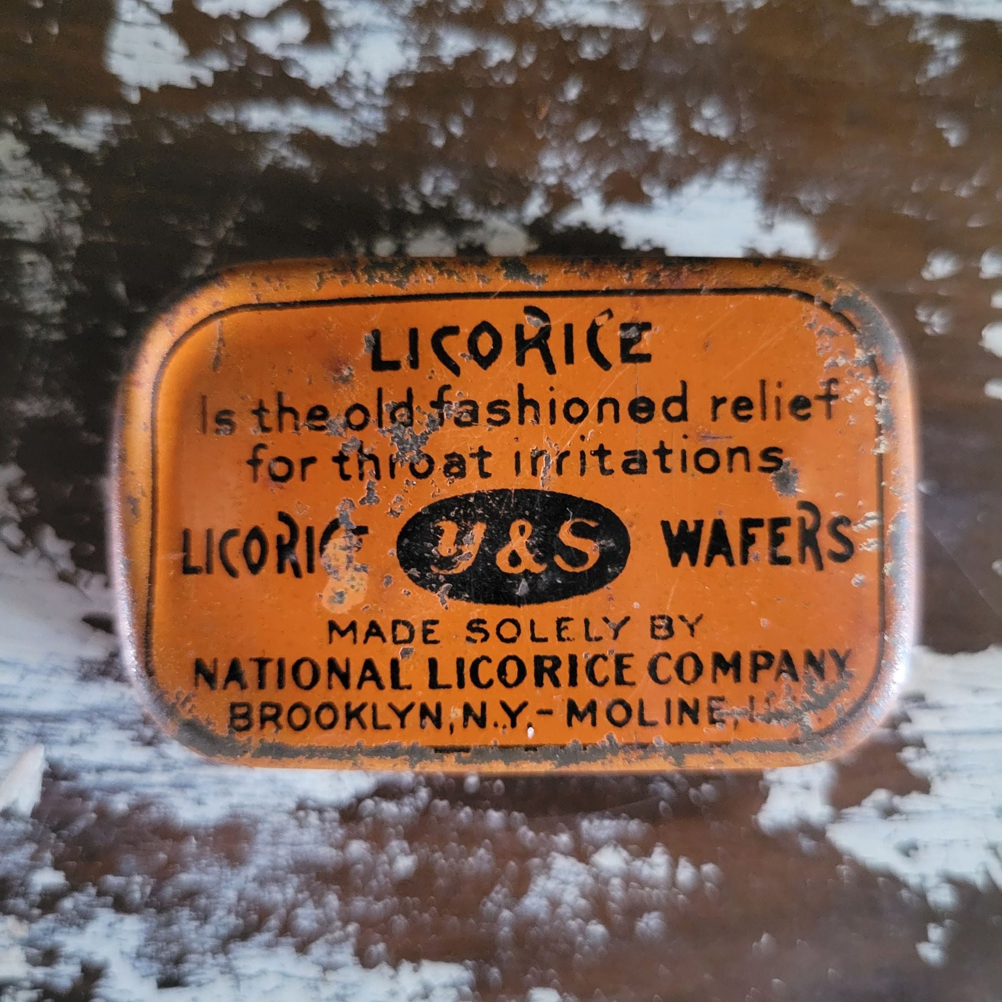 Antique Y & S Licorice Wafers Vintage Advertising Tin Brooklyn NY Empty