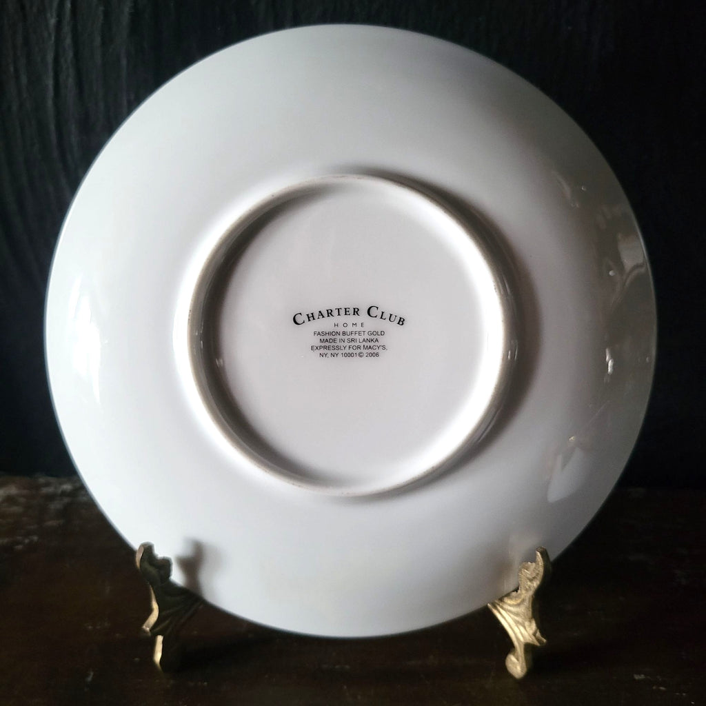 Charter Club Fashion Buffet Holly and Pine Flat Cup & Saucer Set Christmas China