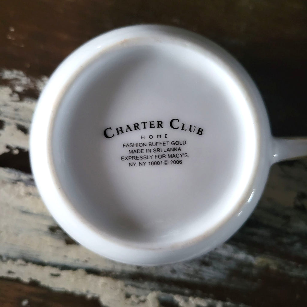 Charter Club Fashion Buffet Holly and Pine Flat Cup & Saucer Set Christmas China