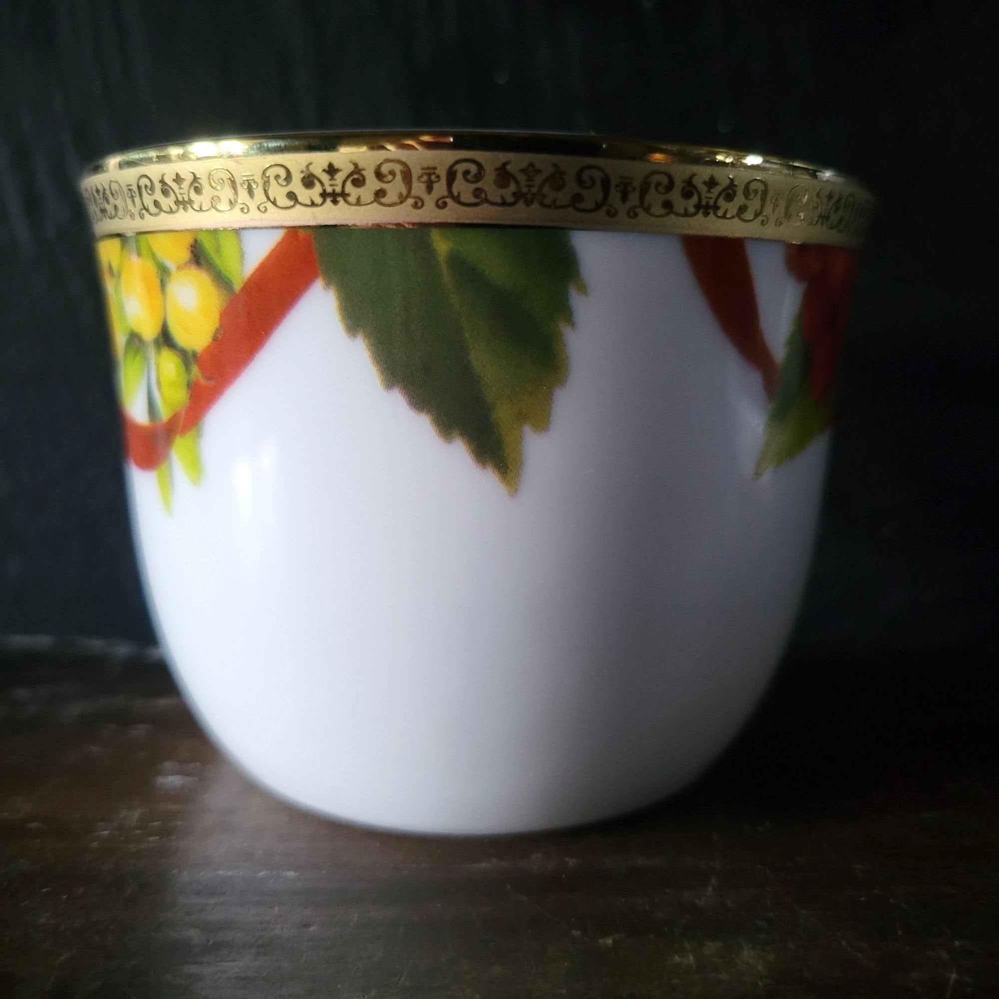 Charter Club Fashion Buffet Holly and Pine Flat Cup & Saucer Set Christmas China
