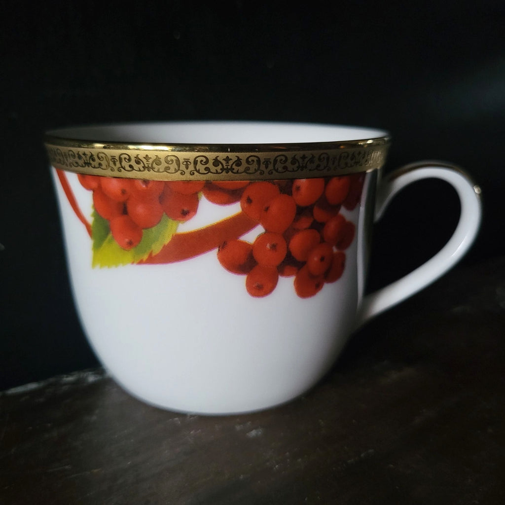 Charter Club Fashion Buffet Holly and Pine Flat Cup & Saucer Set Christmas China