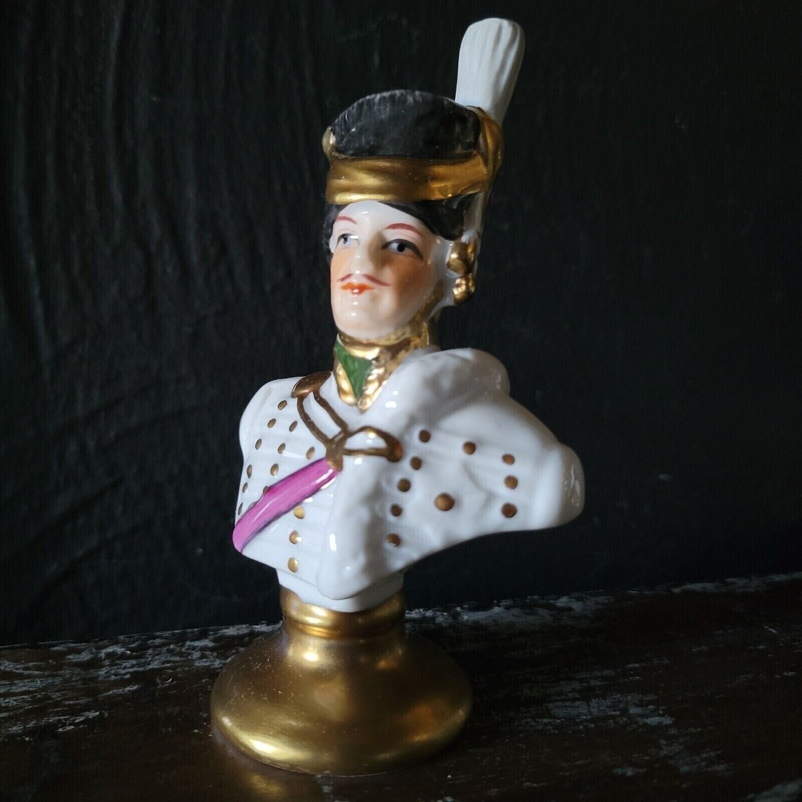 Vintage Limoges Hussar French Army Napoleonic Bust Small, Military Bust