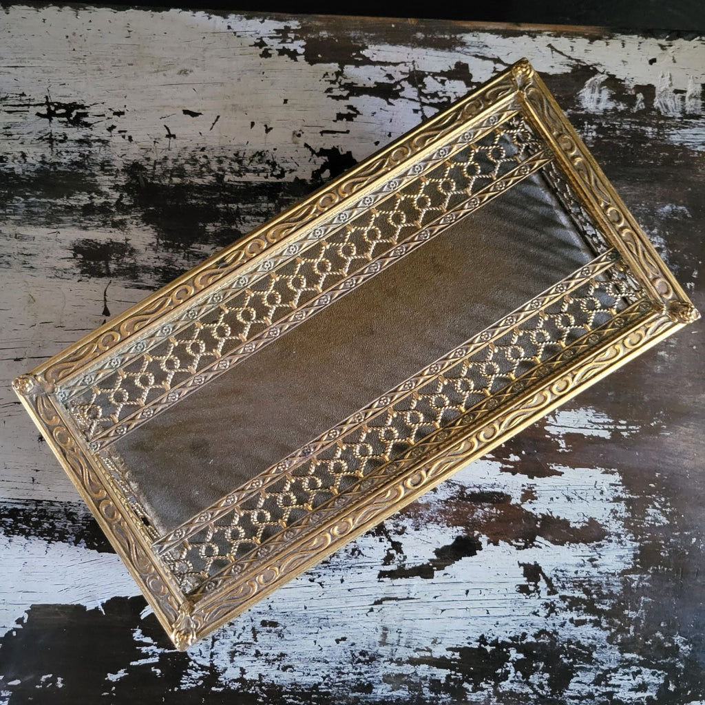 Vintage Hollywood Regency Filigree Footed Tissue Box Holder Rectangular