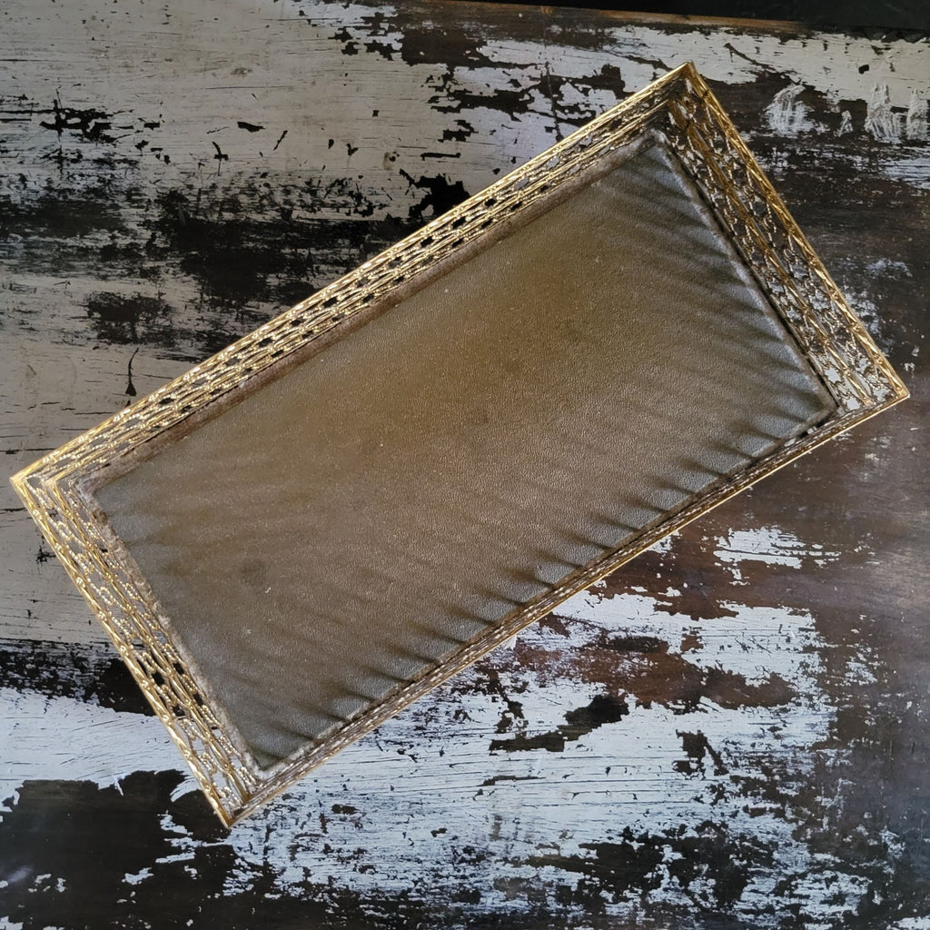 Vintage Hollywood Regency Filigree Footed Tissue Box Holder Rectangular