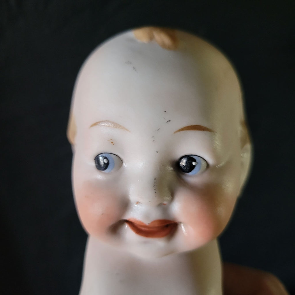 Antique German Bisque "Wide Awake" Doll w/ Side Glance Eyes & Jointed Arms 8"