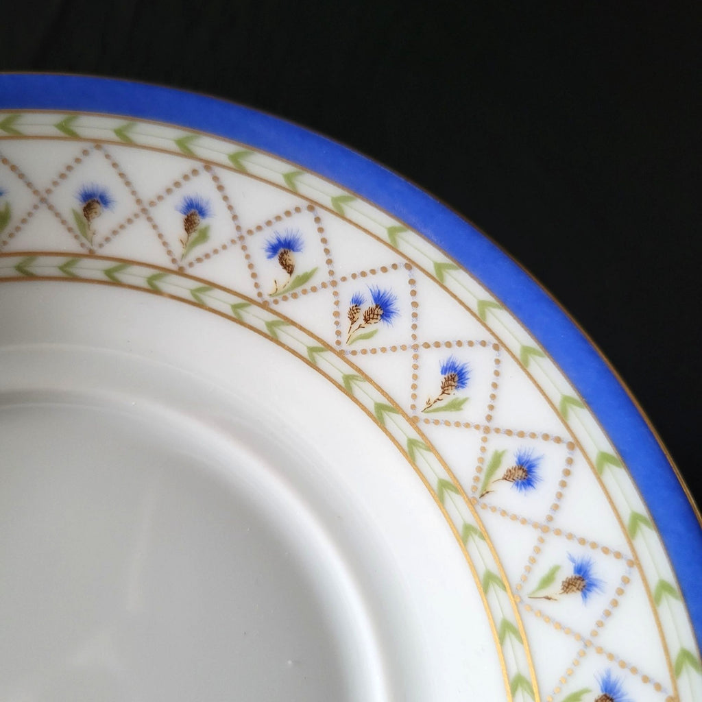 Haviland Limoges Val De Loire Blue Band Cornflower Pattern Flat Cup & Saucer Set