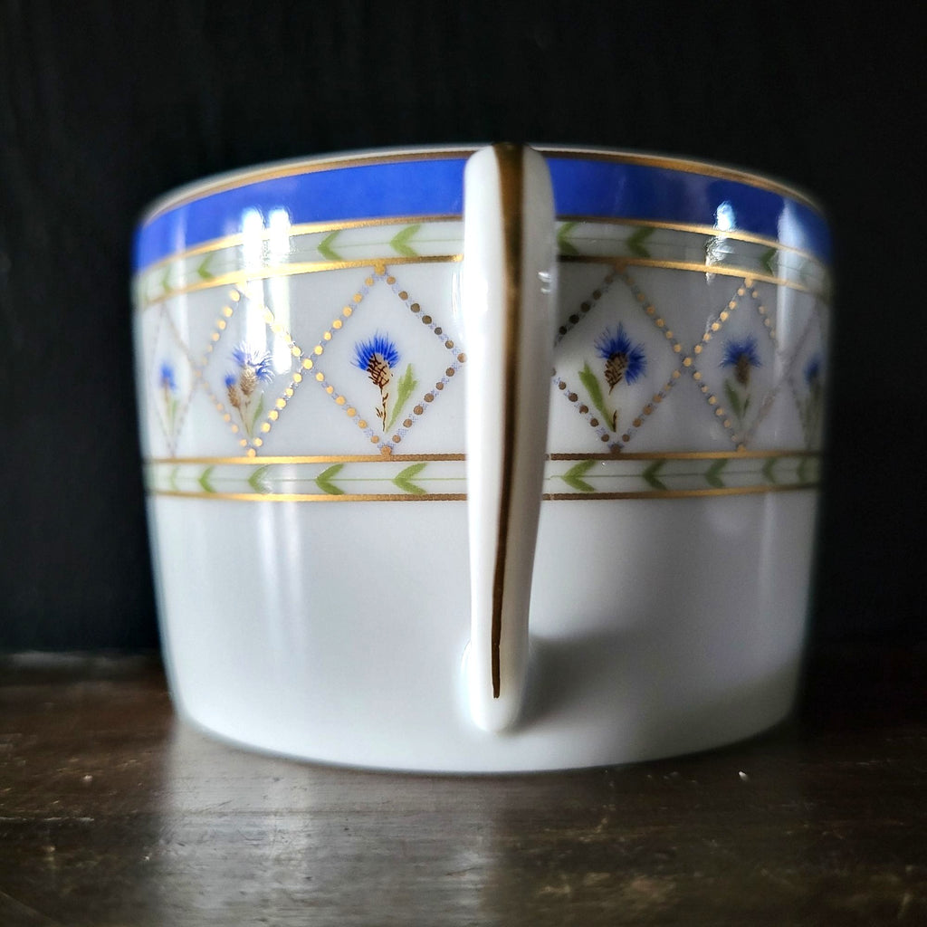 Haviland Limoges Val De Loire Blue Band Cornflower Pattern Flat Cup & Saucer Set