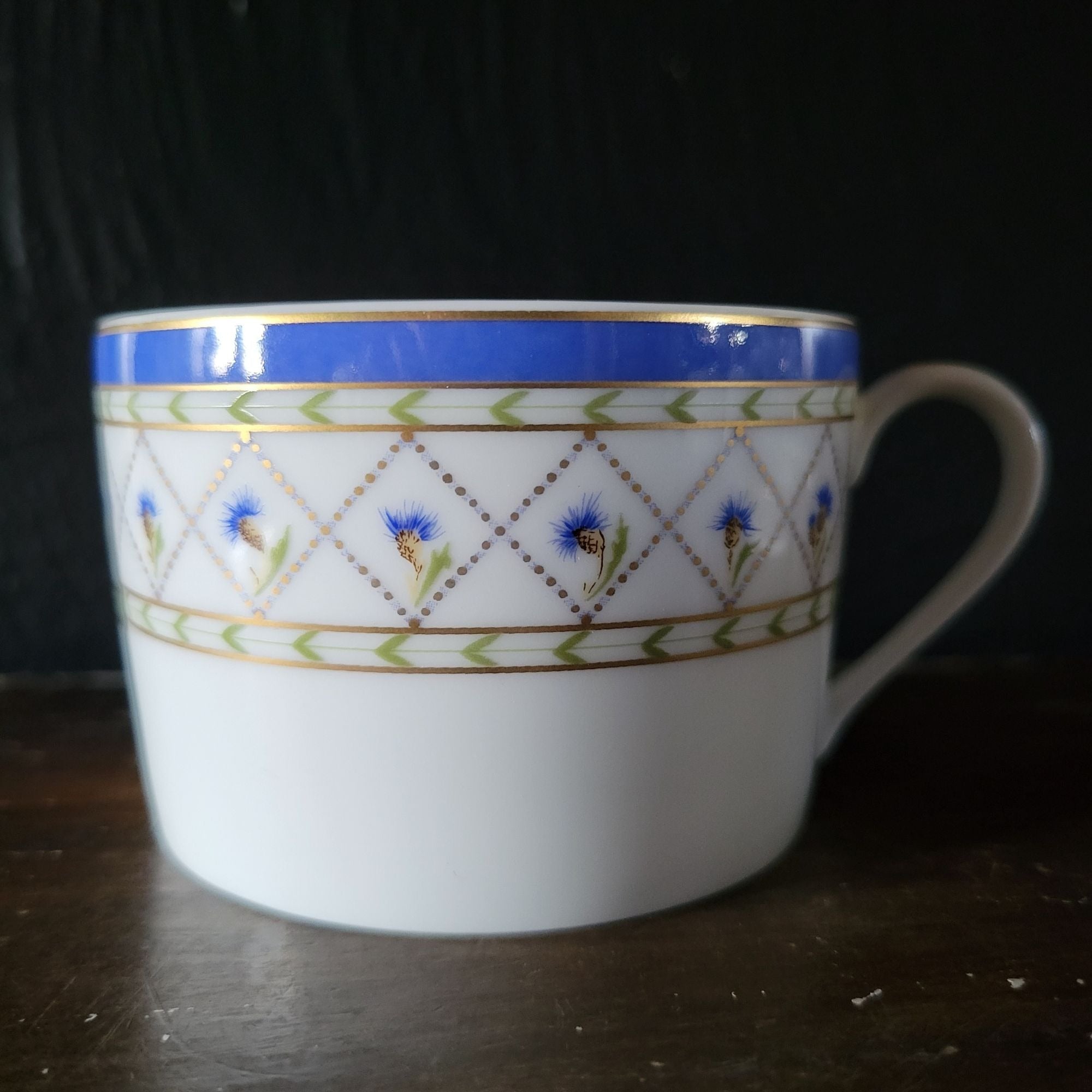 Haviland Limoges Val De Loire Blue Band Cornflower Pattern Flat Cup & Saucer Set