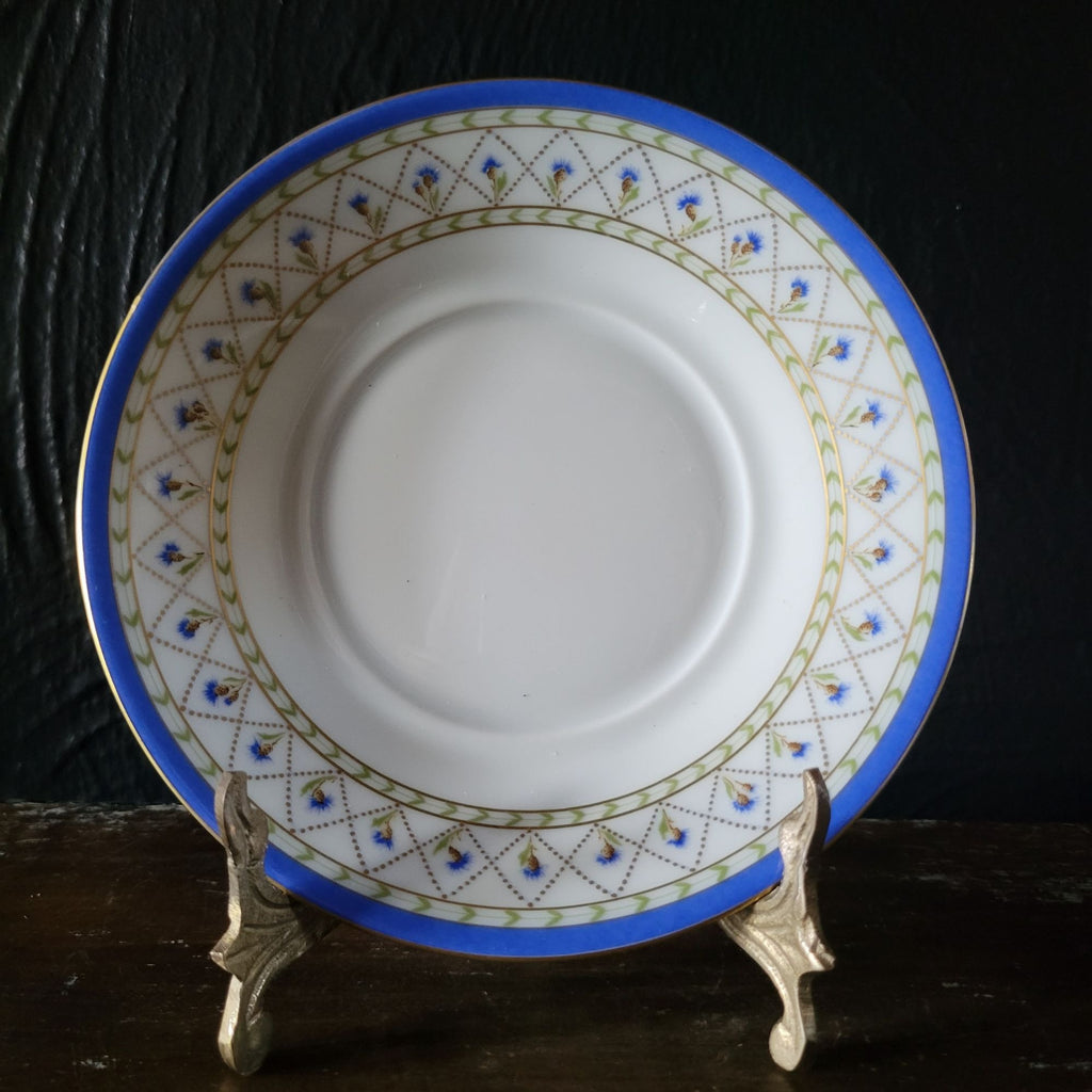 Haviland Limoges Val De Loire Blue Band Cornflower Pattern Flat Cup & Saucer Set