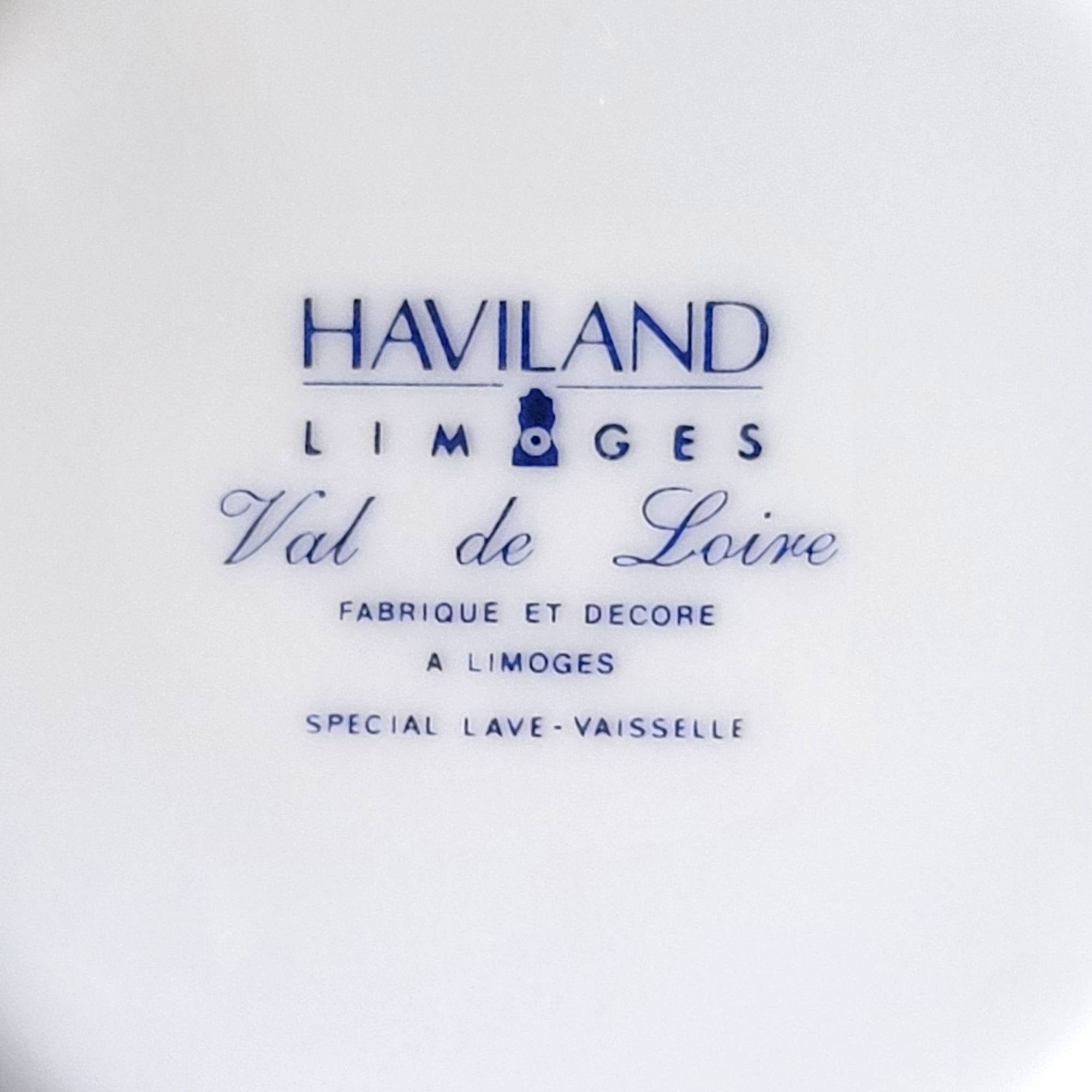 Haviland Limoges Val De Loire Blue Band Cornflower Pattern Flat Cup & Saucer Set