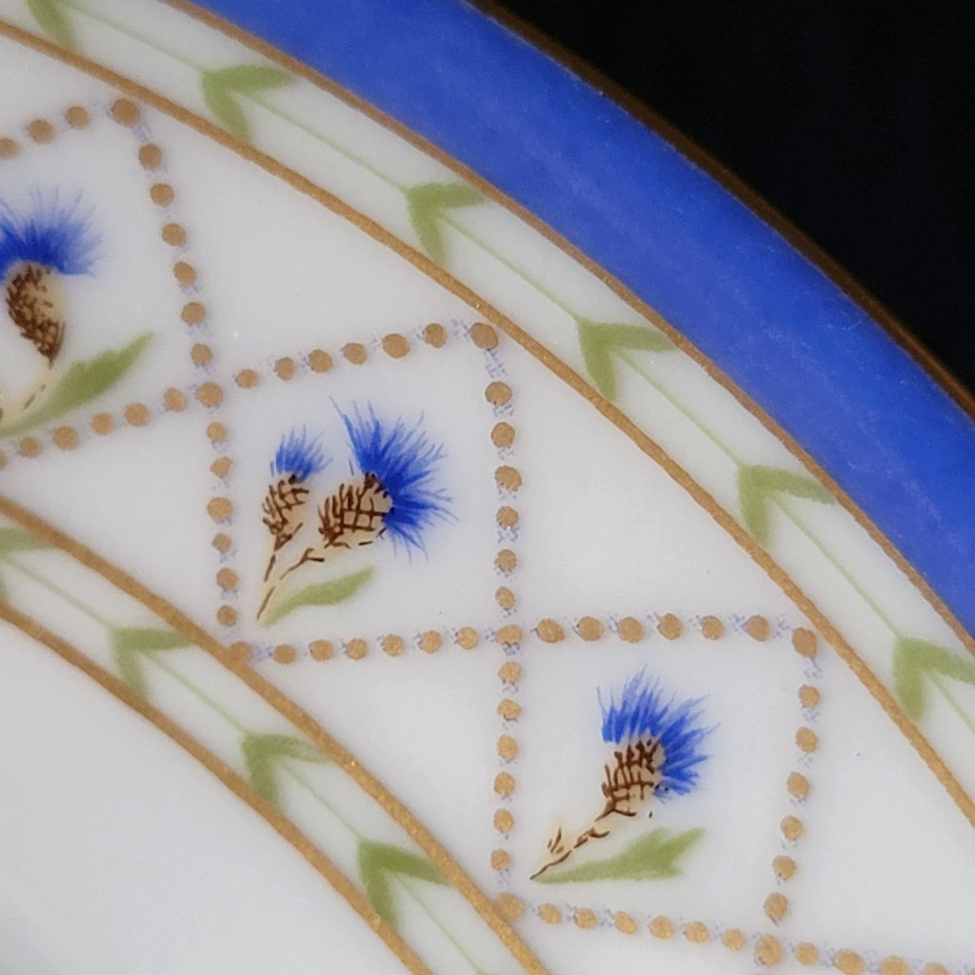 Haviland Limoges Val De Loire Blue Band Cornflower Pattern Flat Cup & Saucer Set