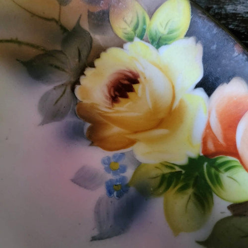 Antique 1920s Noritake Morimura Hand Painted Roses Oval Dish Celery Dish