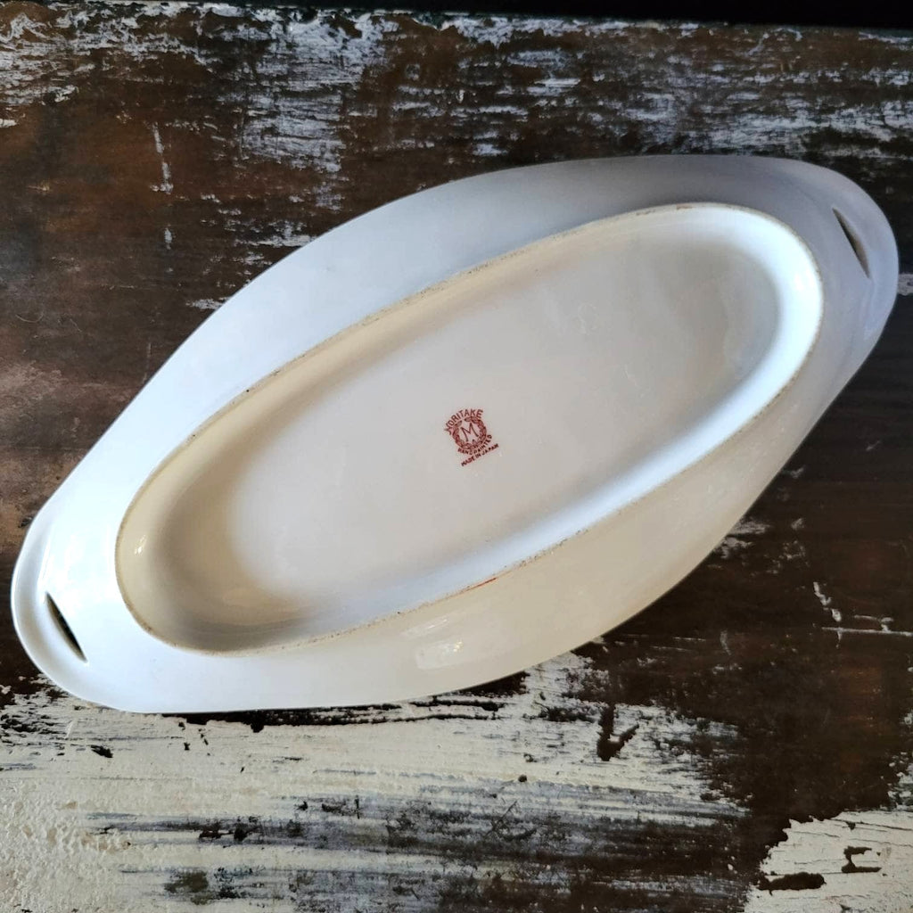 Antique 1920s Noritake Morimura Hand Painted Roses Oval Dish Celery Dish