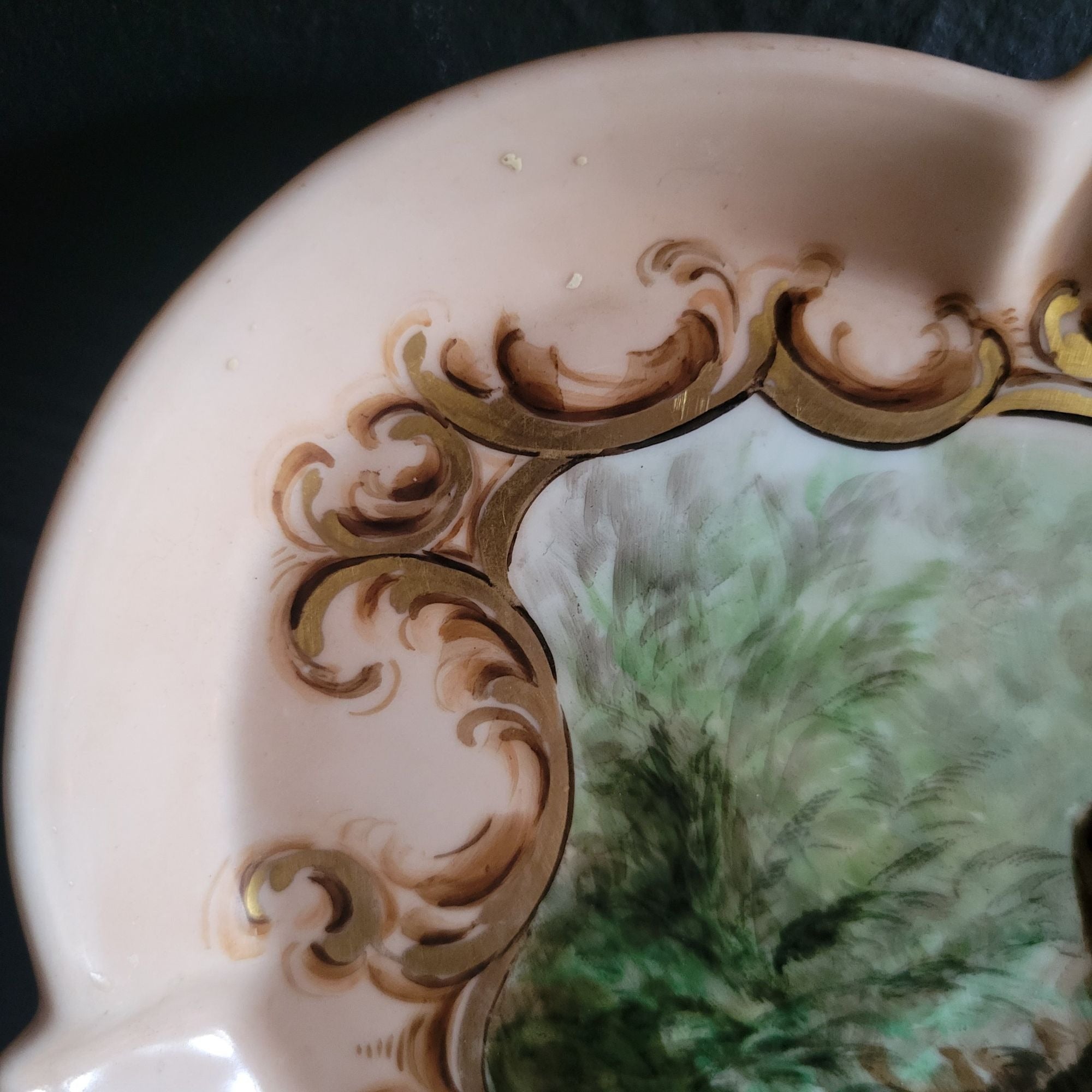 Hand-Painted Limoges Porcelain Plate Nude Woman Waterfall Scene 12.25 x 12.25