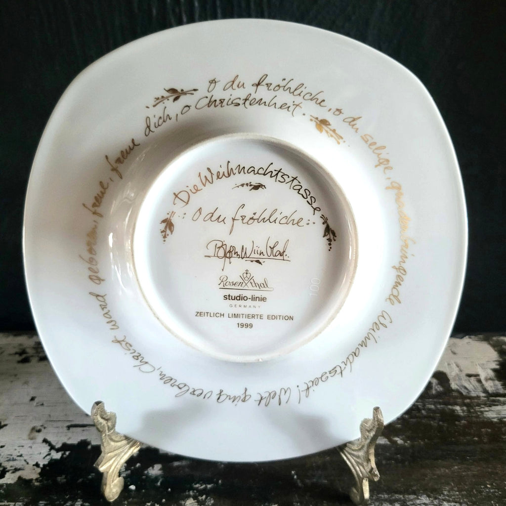 Bjorn Wiinblad Rosenthal Studio Line Christmas Cup & Saucer O du fröhliche 1999