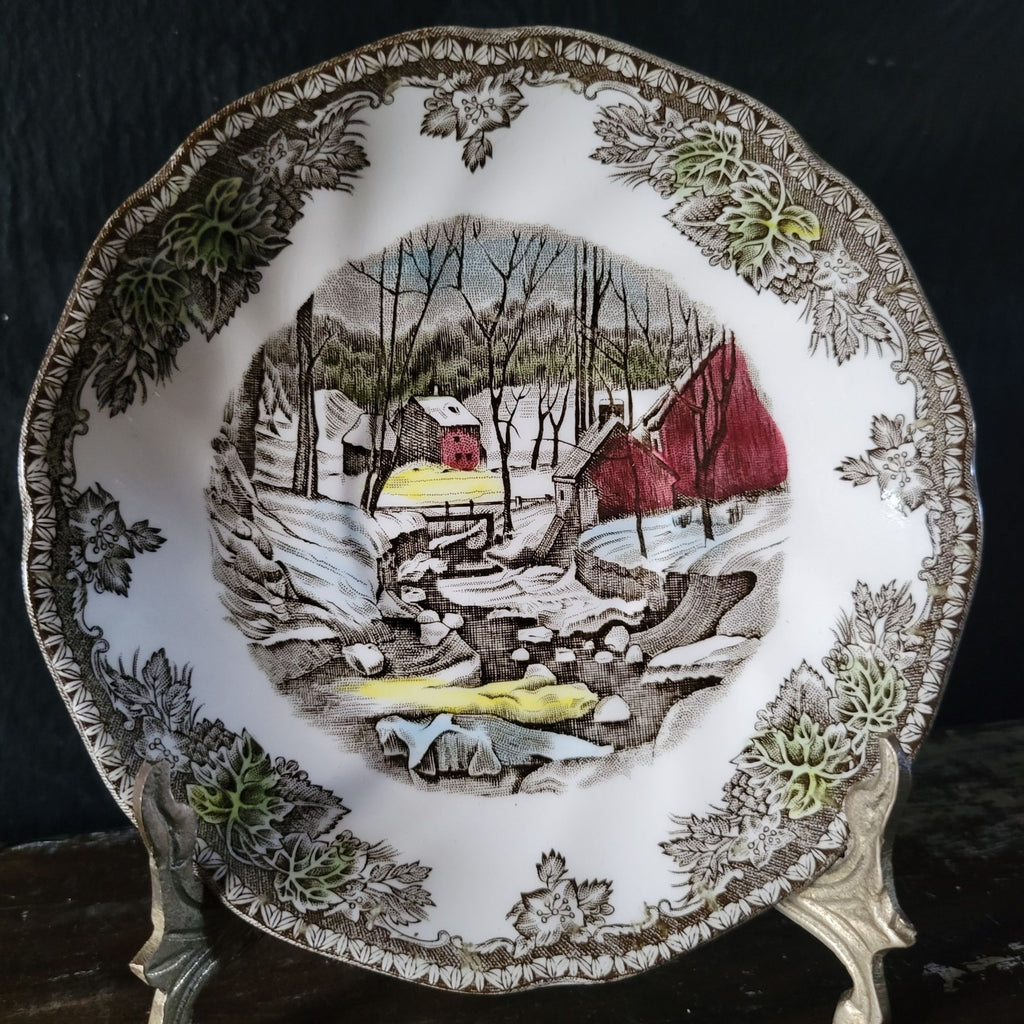 Vintage Johnson Brothers The Friendly Village Saucer "The Ice House" Scene