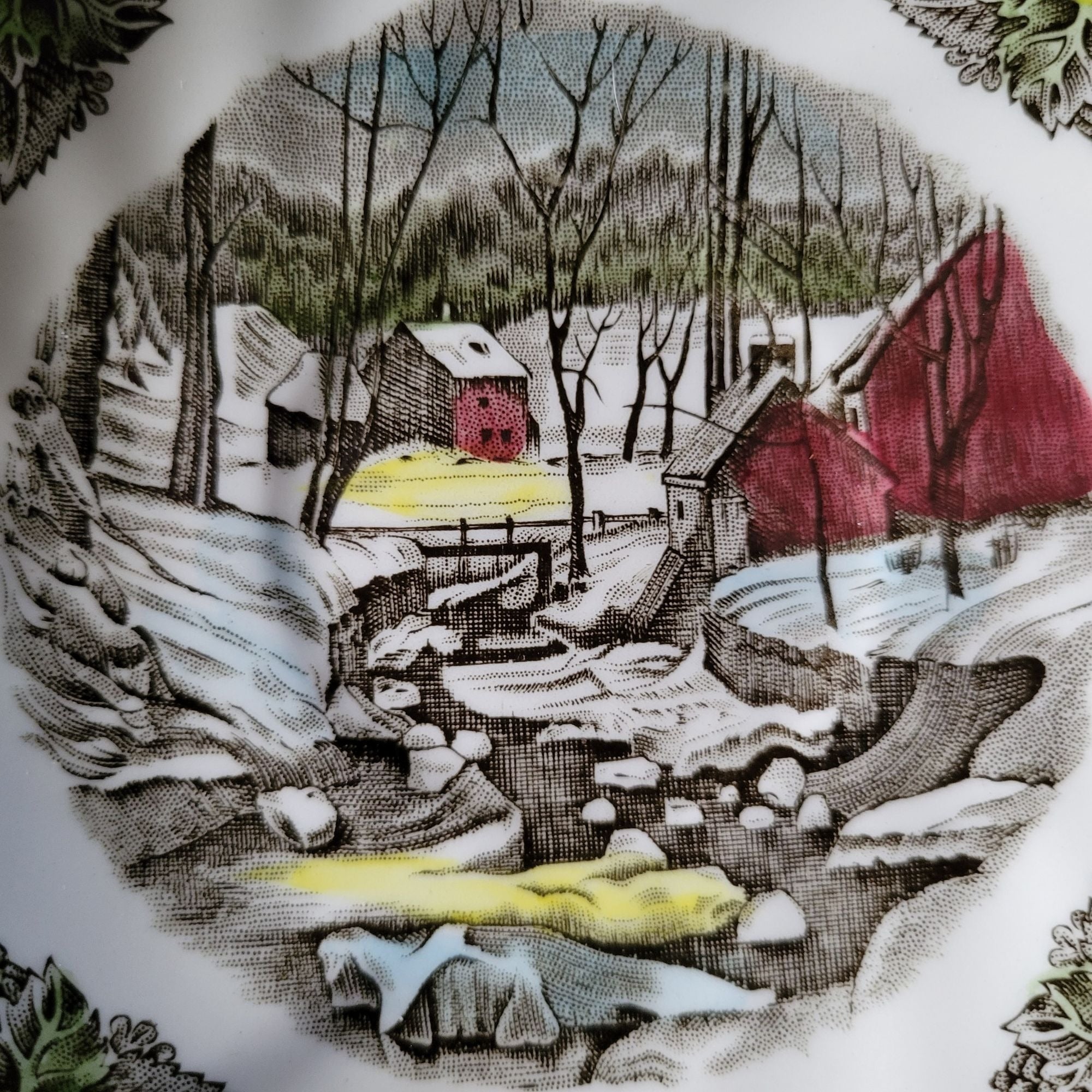 Vintage Johnson Brothers The Friendly Village Saucer "The Ice House" Scene