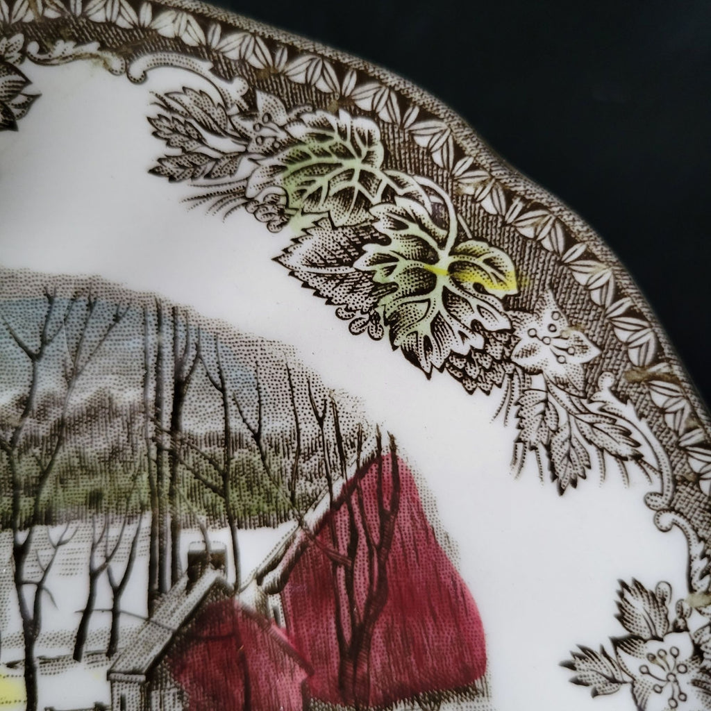 Vintage Johnson Brothers The Friendly Village Saucer "The Ice House" Scene