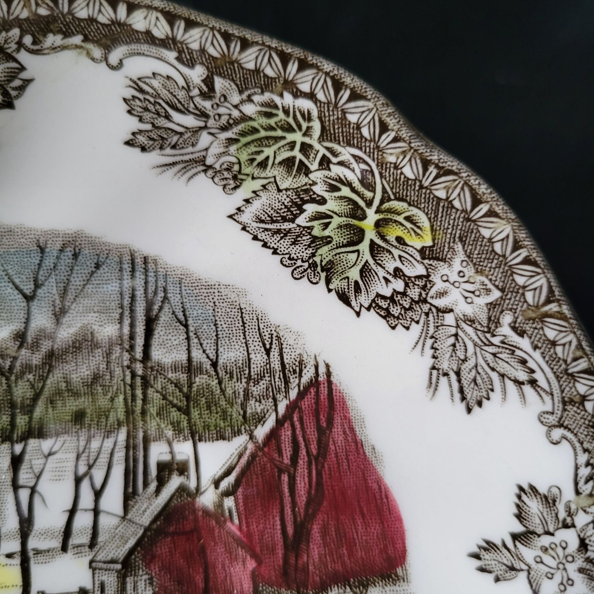 Vintage Johnson Brothers The Friendly Village Saucer "The Ice House" Scene