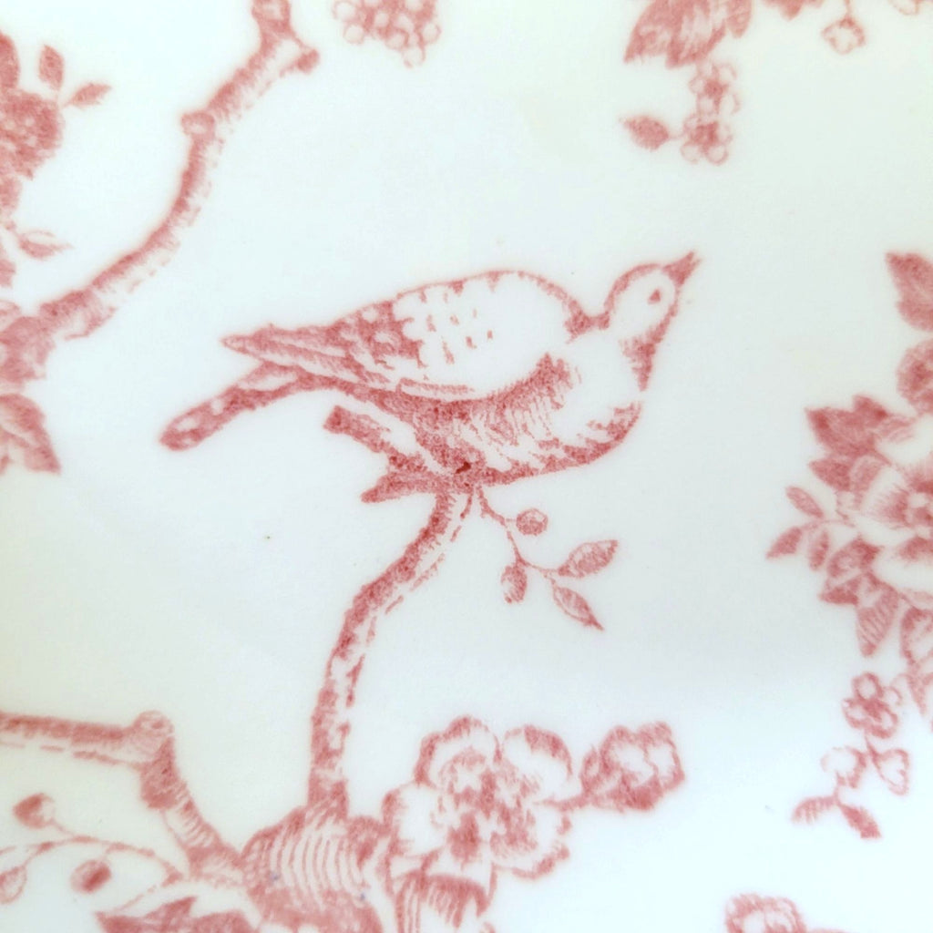 Queens Churchill Pink & White "Toile De Jouy" Dinner Plate Floral Bird Butterfly