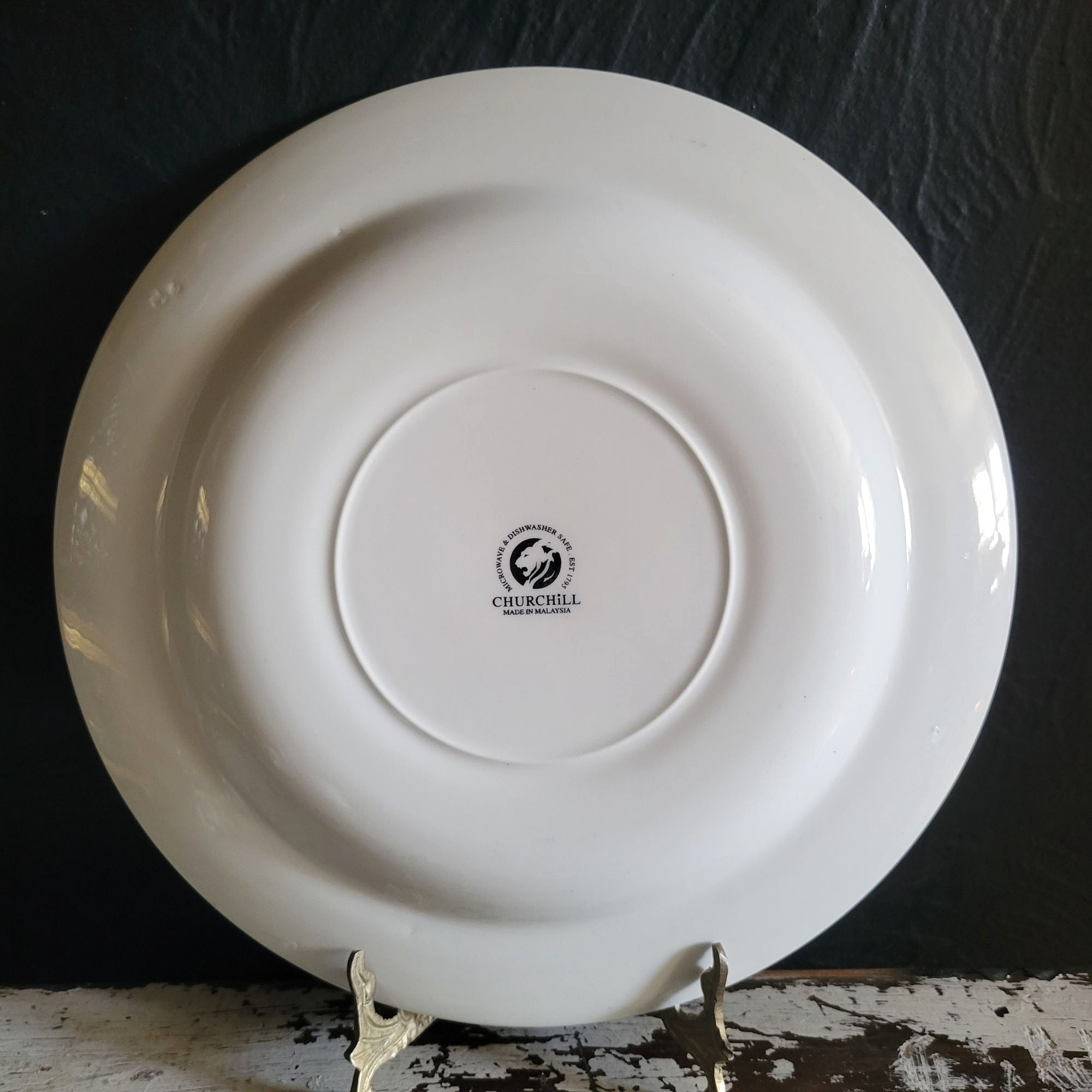 Queens Churchill Pink & White "Toile De Jouy" Dinner Plate Floral Bird Butterfly