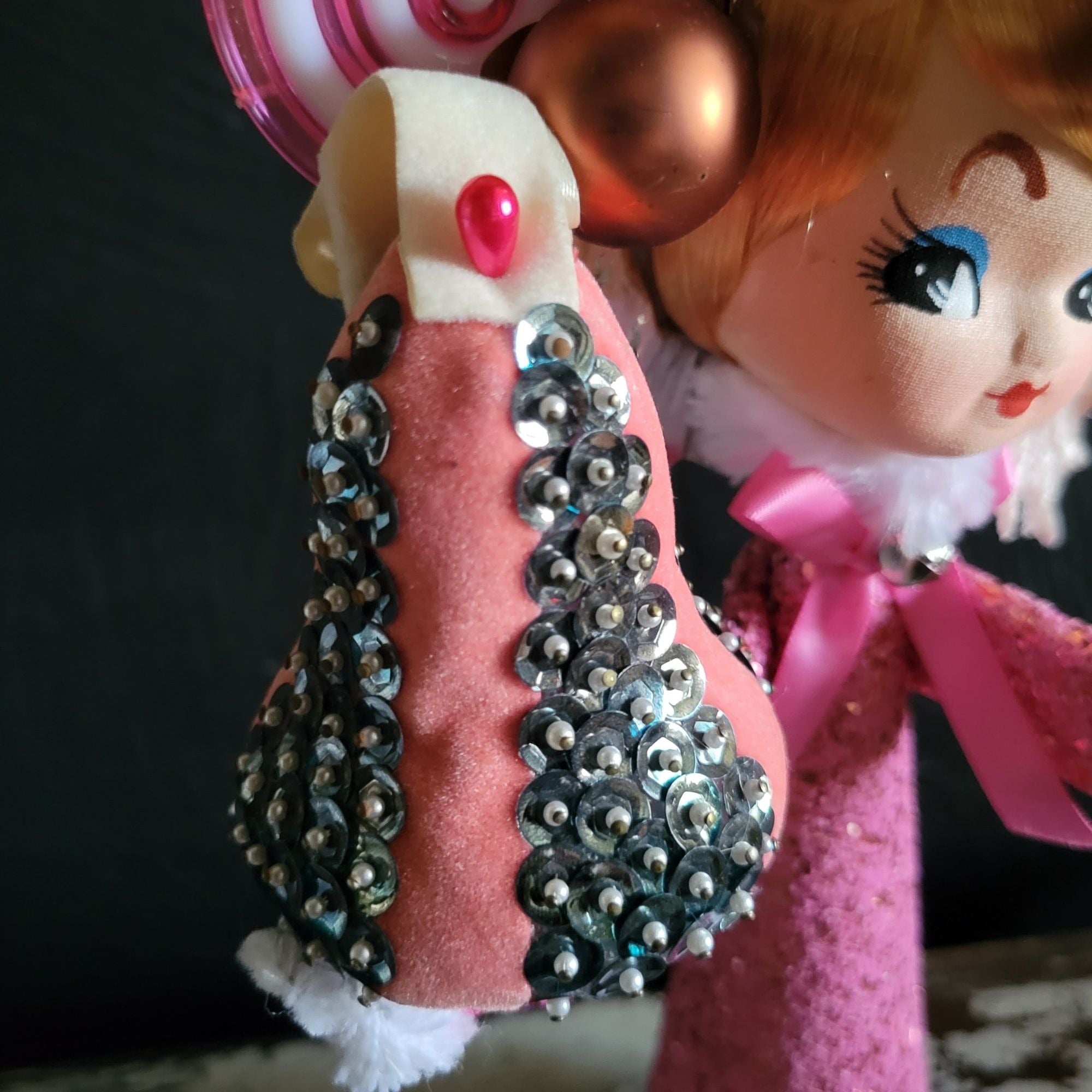 Kitschy Christmas Cone Doll Vtg Doll Head and Ornaments By Rock N Pop Shop