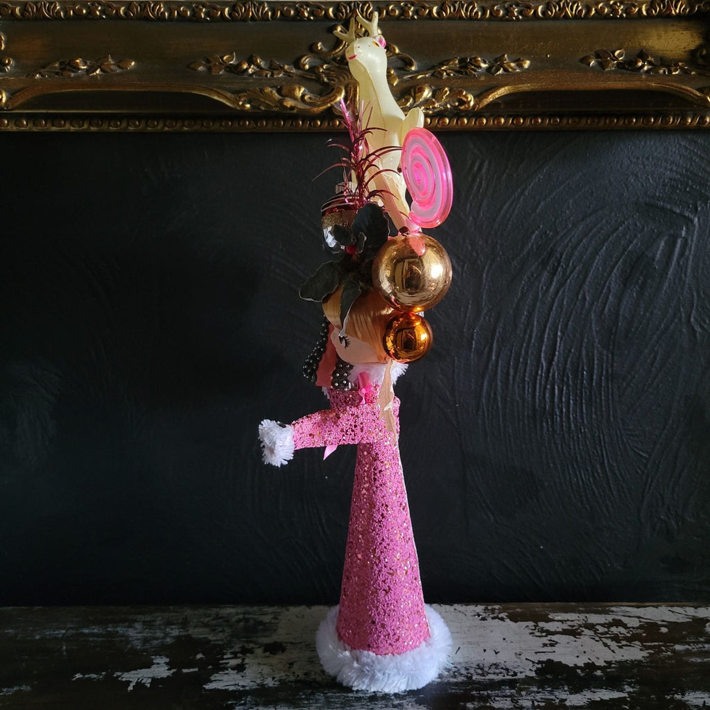 Kitschy Christmas Cone Doll Vtg Doll Head and Ornaments By Rock N Pop Shop