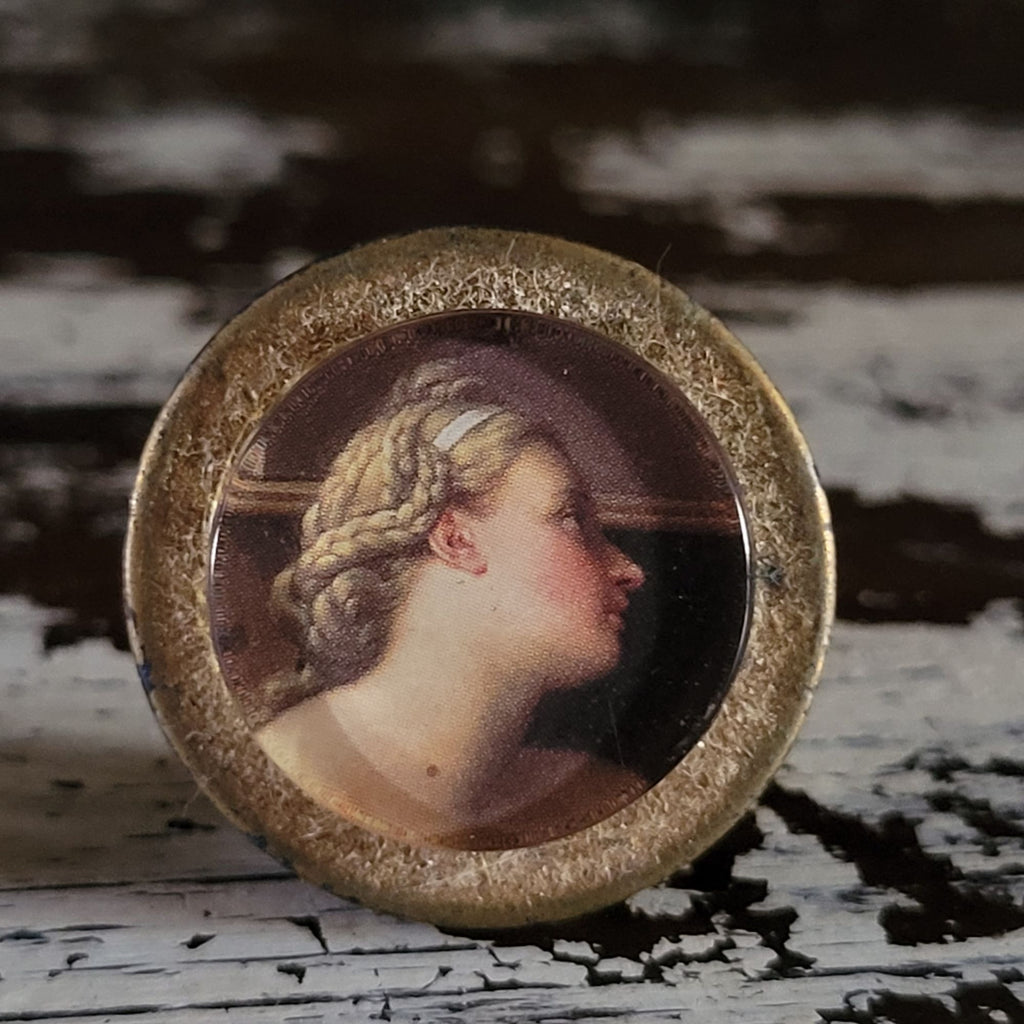 Vintage Female Portrait Clip-On Earrings Lucite With Gold-Tone Frame