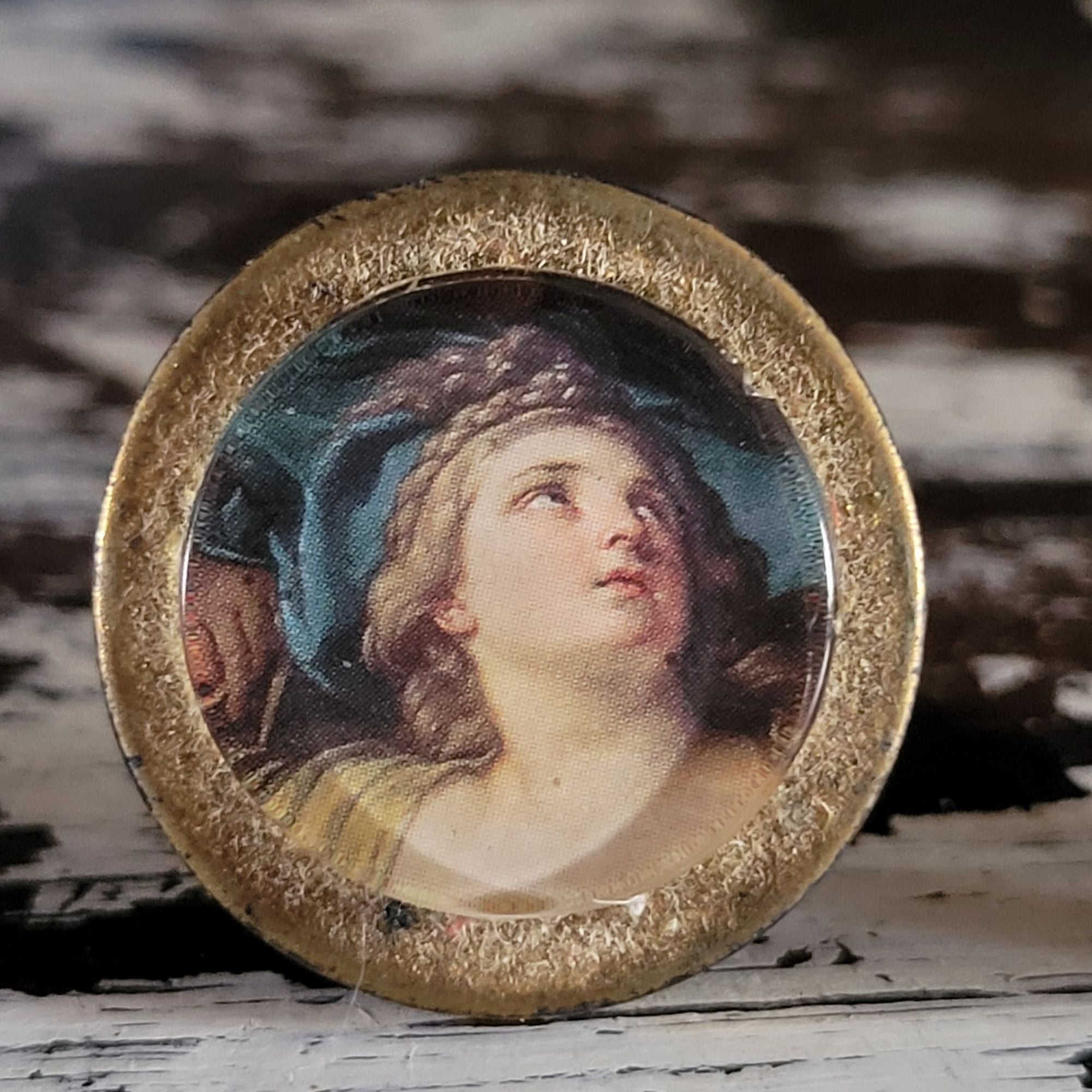 Vintage Female Portrait Clip-On Earrings Lucite With Gold-Tone Frame
