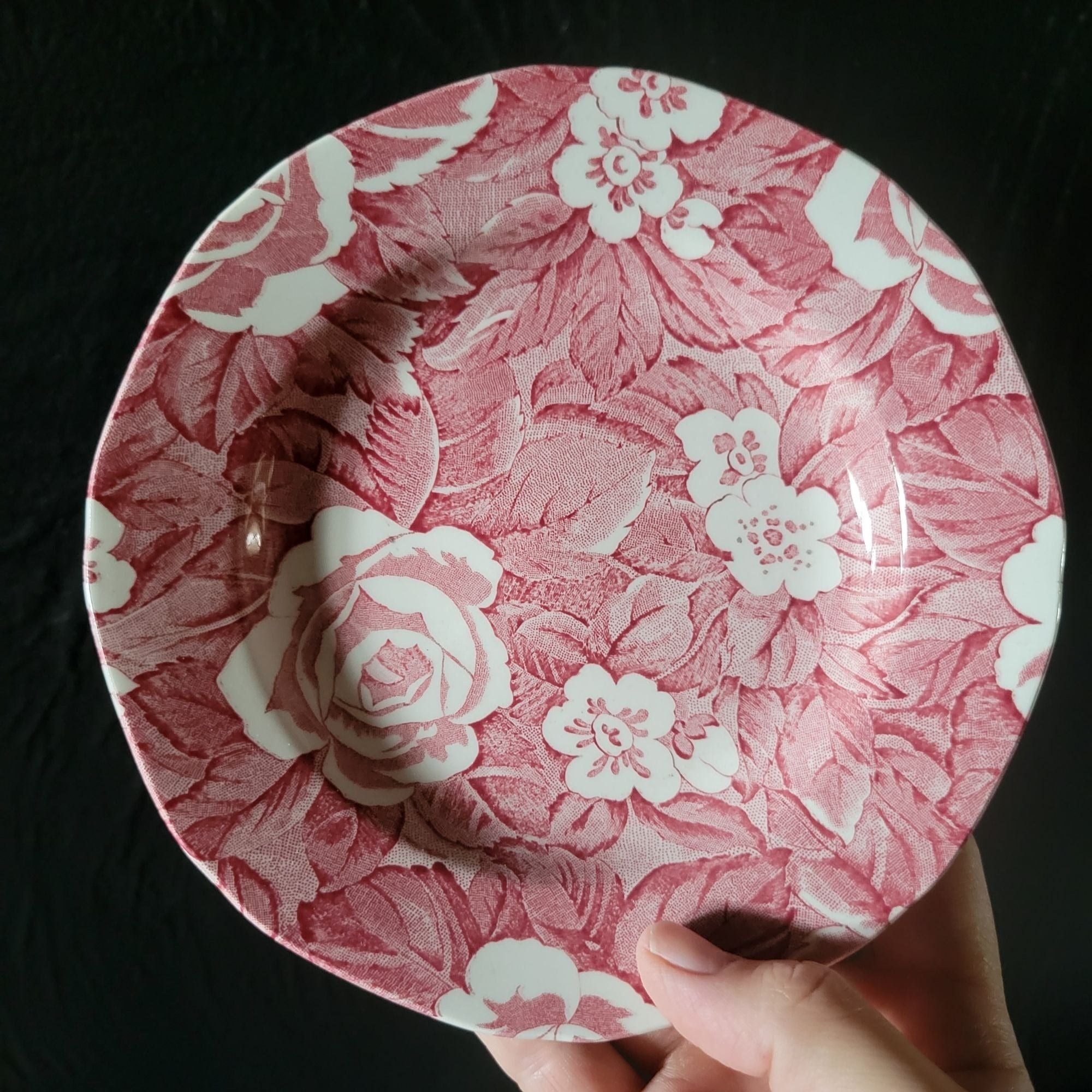 Vintage Burleigh Victorian Chintz Pink Transferware Bread & Butter Plate 6.75"