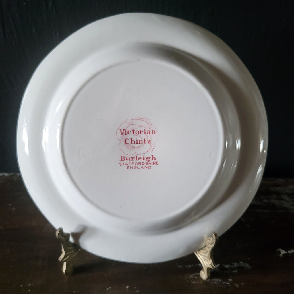 Vintage Burleigh Victorian Chintz Pink Transferware Bread & Butter Plate 6.75"