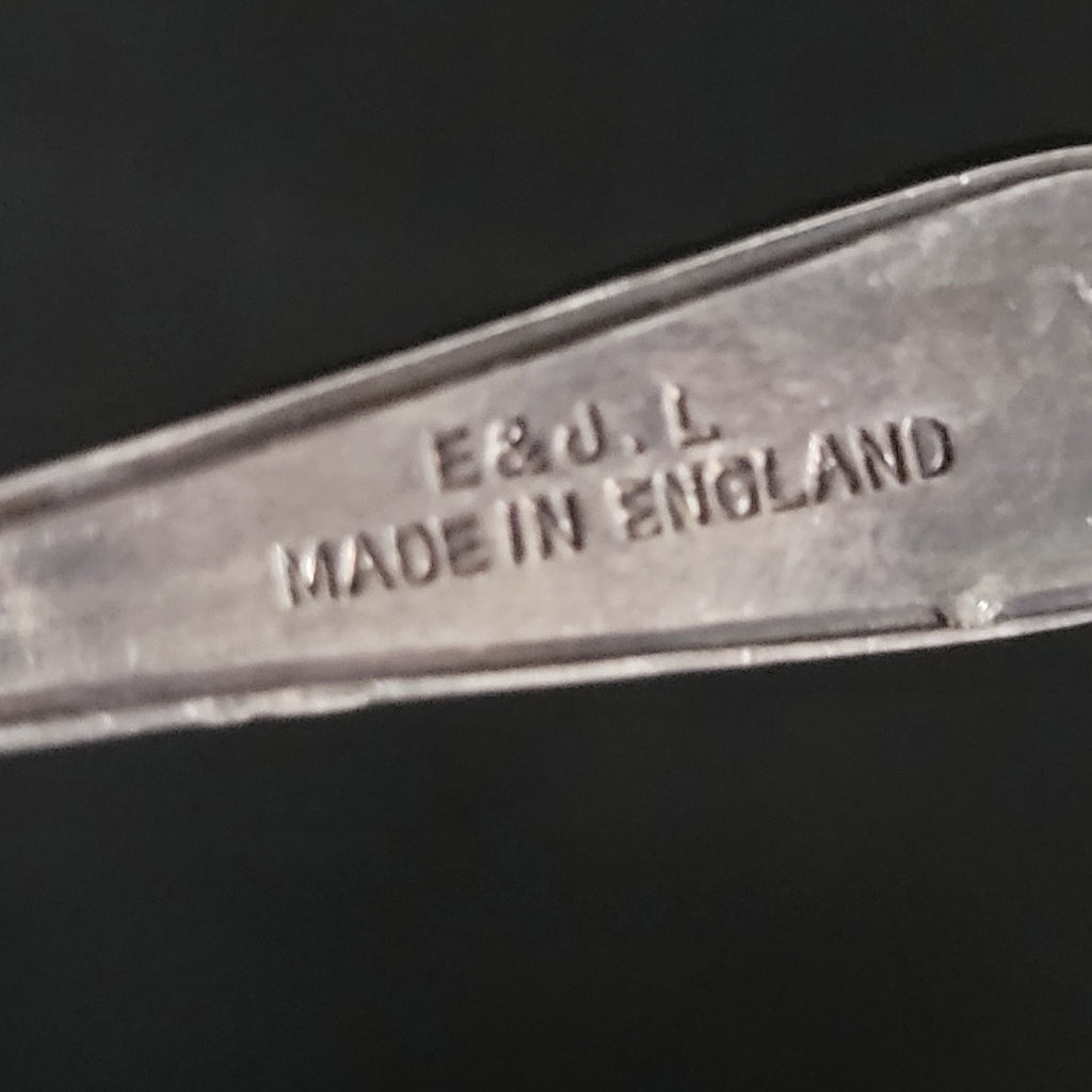 Vintage E&J Leek Butter Spreader Scroll Pattern With Monogram English Silverplate