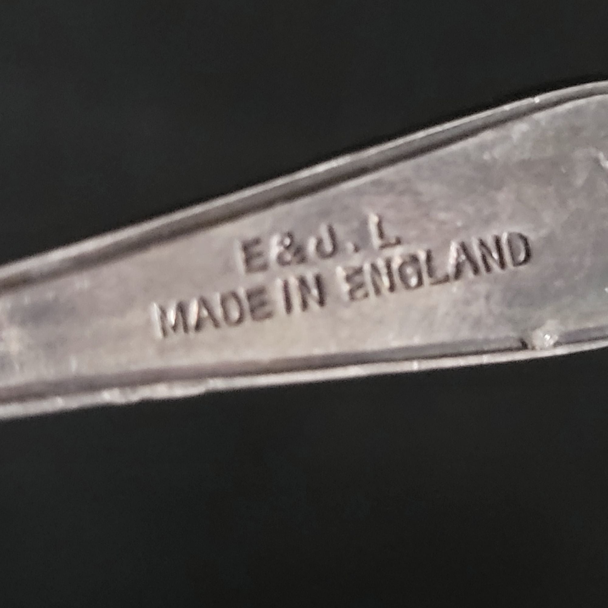 Vintage E&J Leek Butter Spreader Scroll Pattern With Monogram English Silverplate