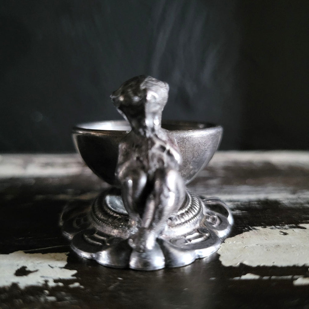 Victorian Salt Cellar Cherub Figurine Ornate Base Antique Tableware