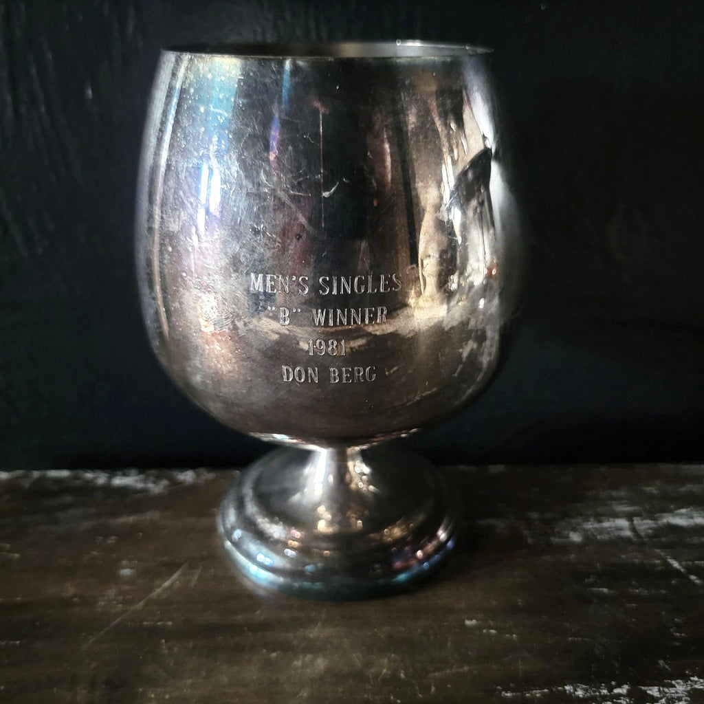 Vintage Silverplate Trophy Cup Snifter Men's Singles "B" Winner 1981 Don Berg