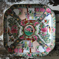 Vintage Chinese Rose Medallion Porcelain Plate Grandmillennial Chinoiserie Heavy