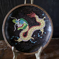 Chinese Cloisonné Enamel Hand-Painted on Metal Dragon 3.75" Trinket Dish *Read