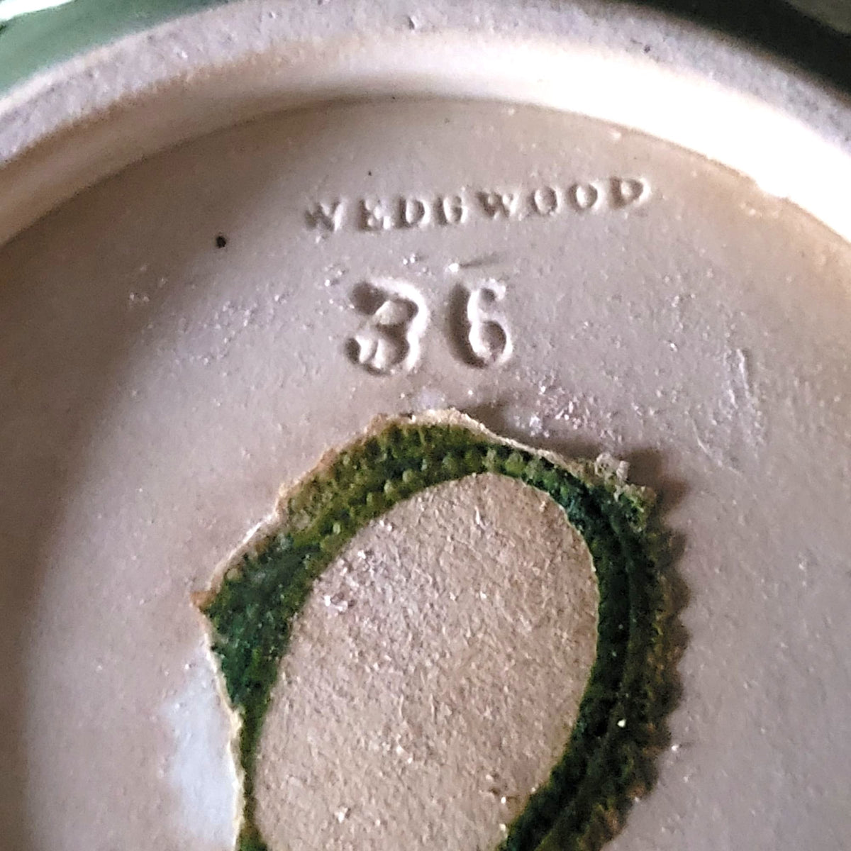 Antique Wedgwood Olive Green Jasperware Muses Trophy Emblem Jug Pitcher *Read